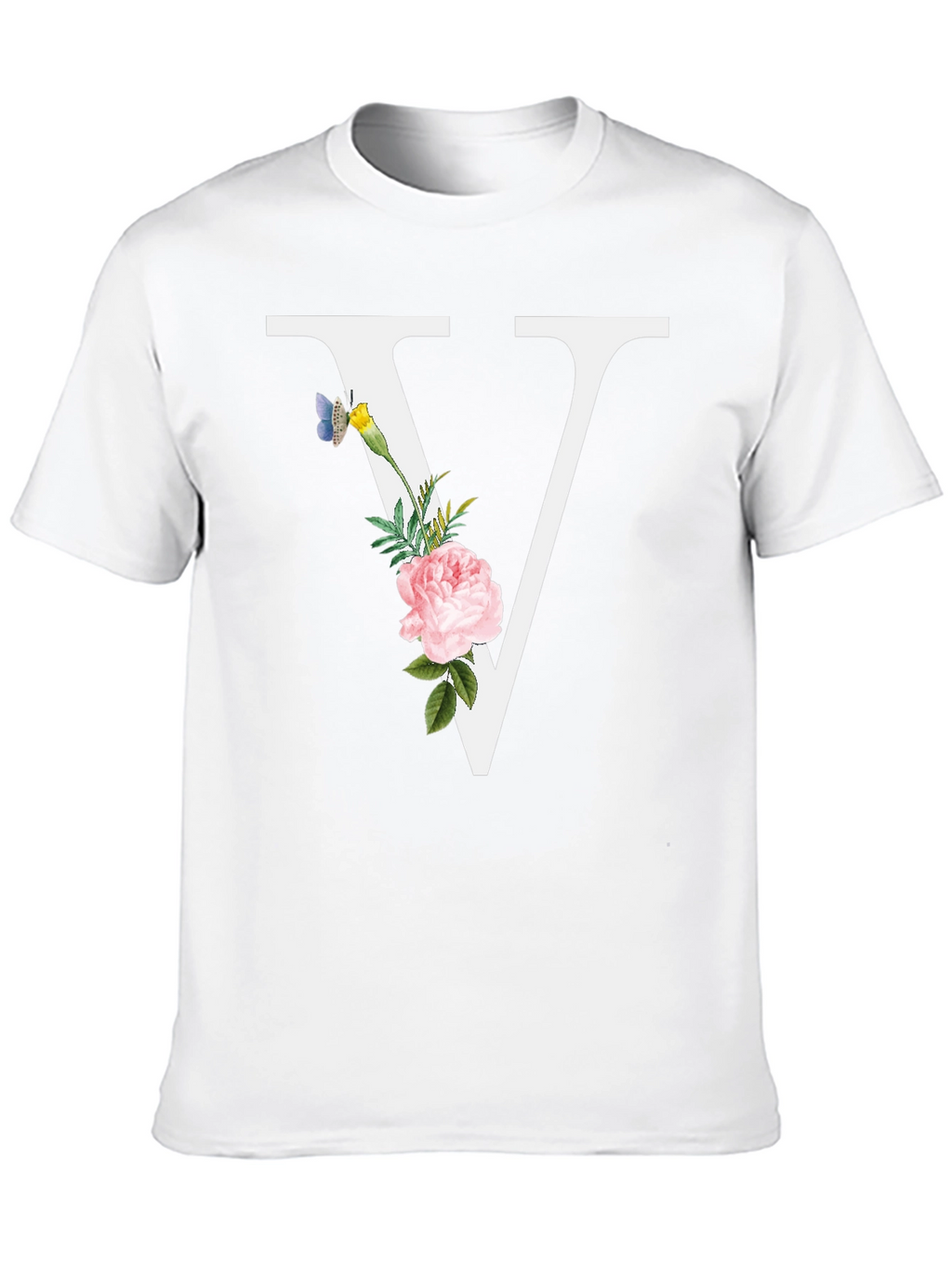 Floral V Letter T-Shirt