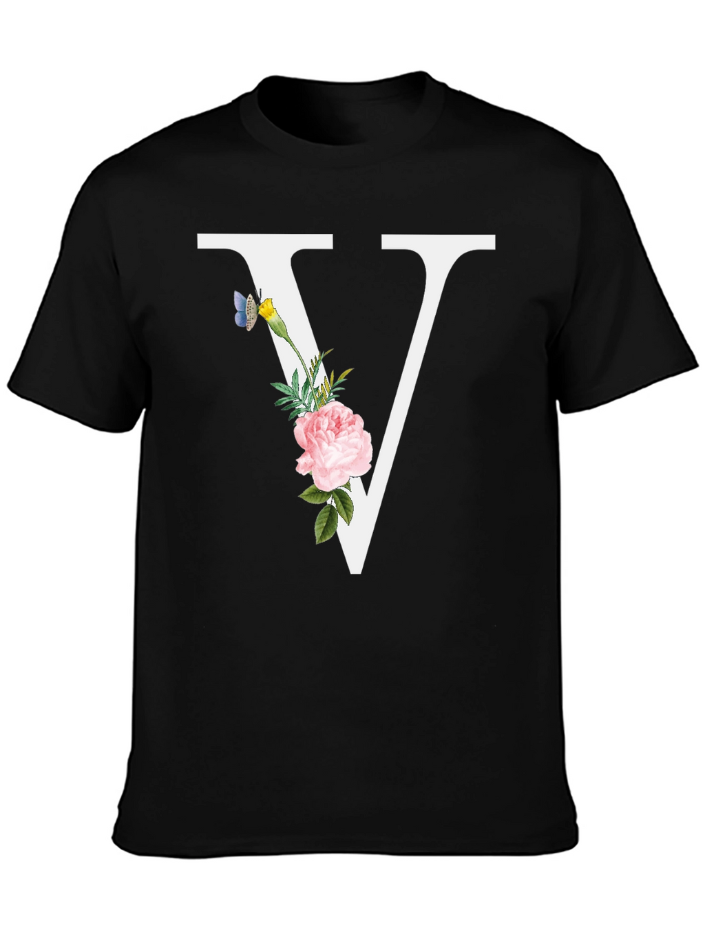 Floral V Letter T-Shirt