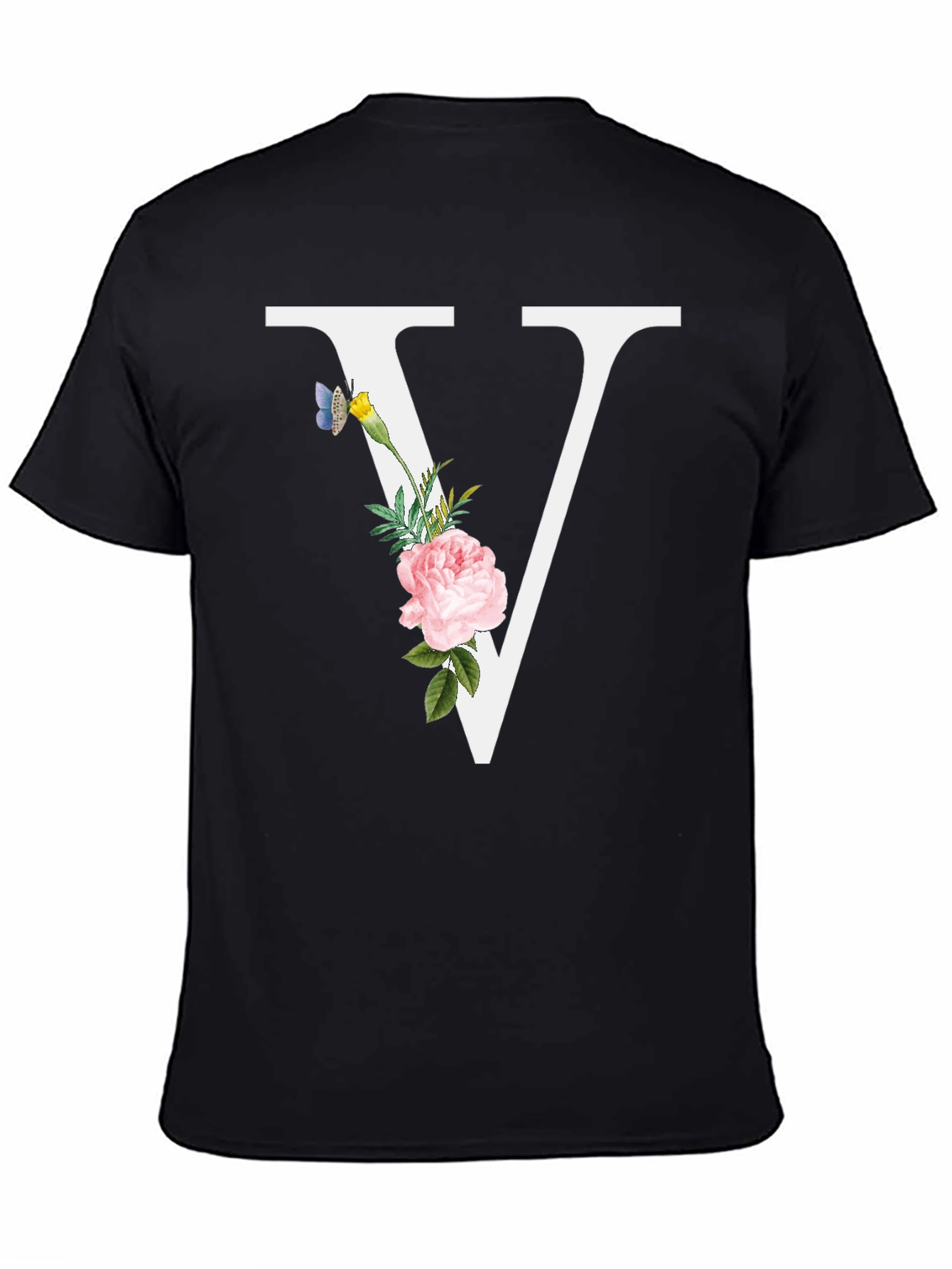 Floral V Letter T-Shirt