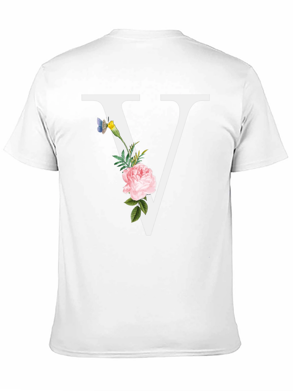 Floral V Letter T-Shirt