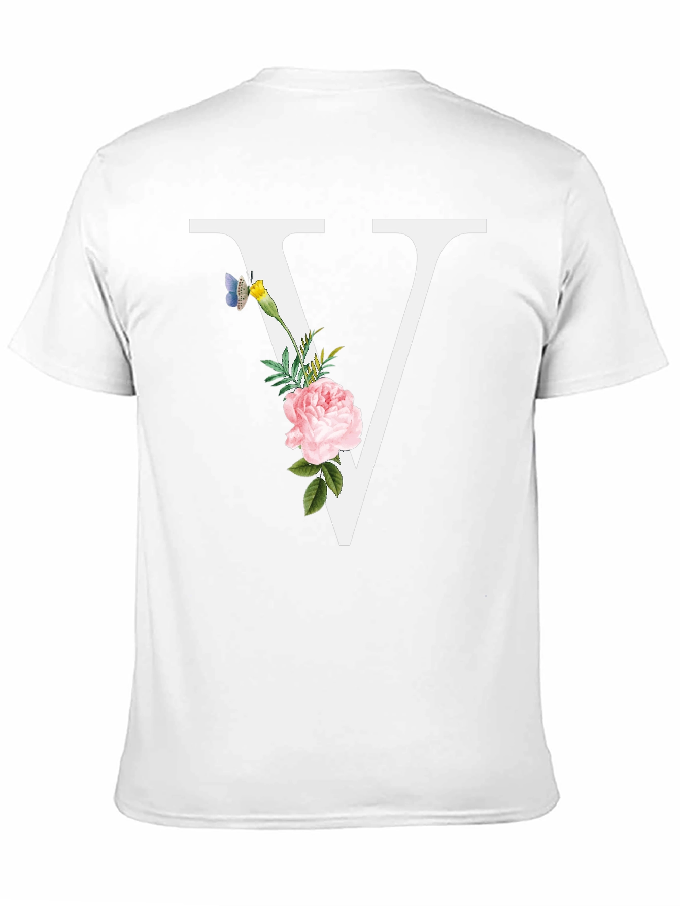 Floral V Letter T-Shirt
