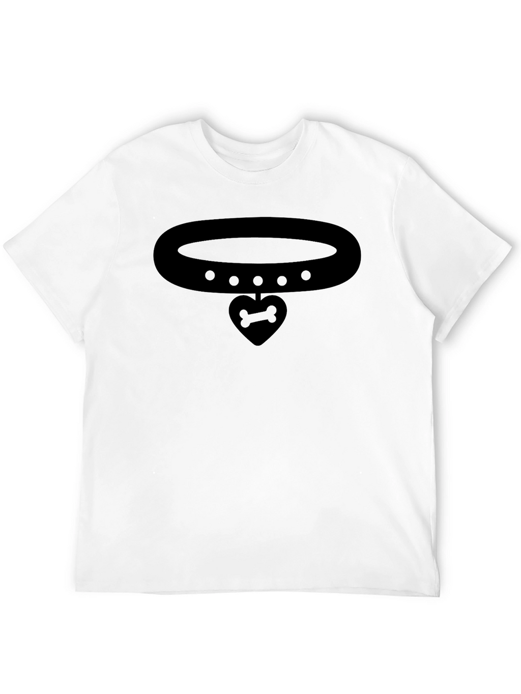 Bone Heart Pendant Collar Graphic Black T-Shirt