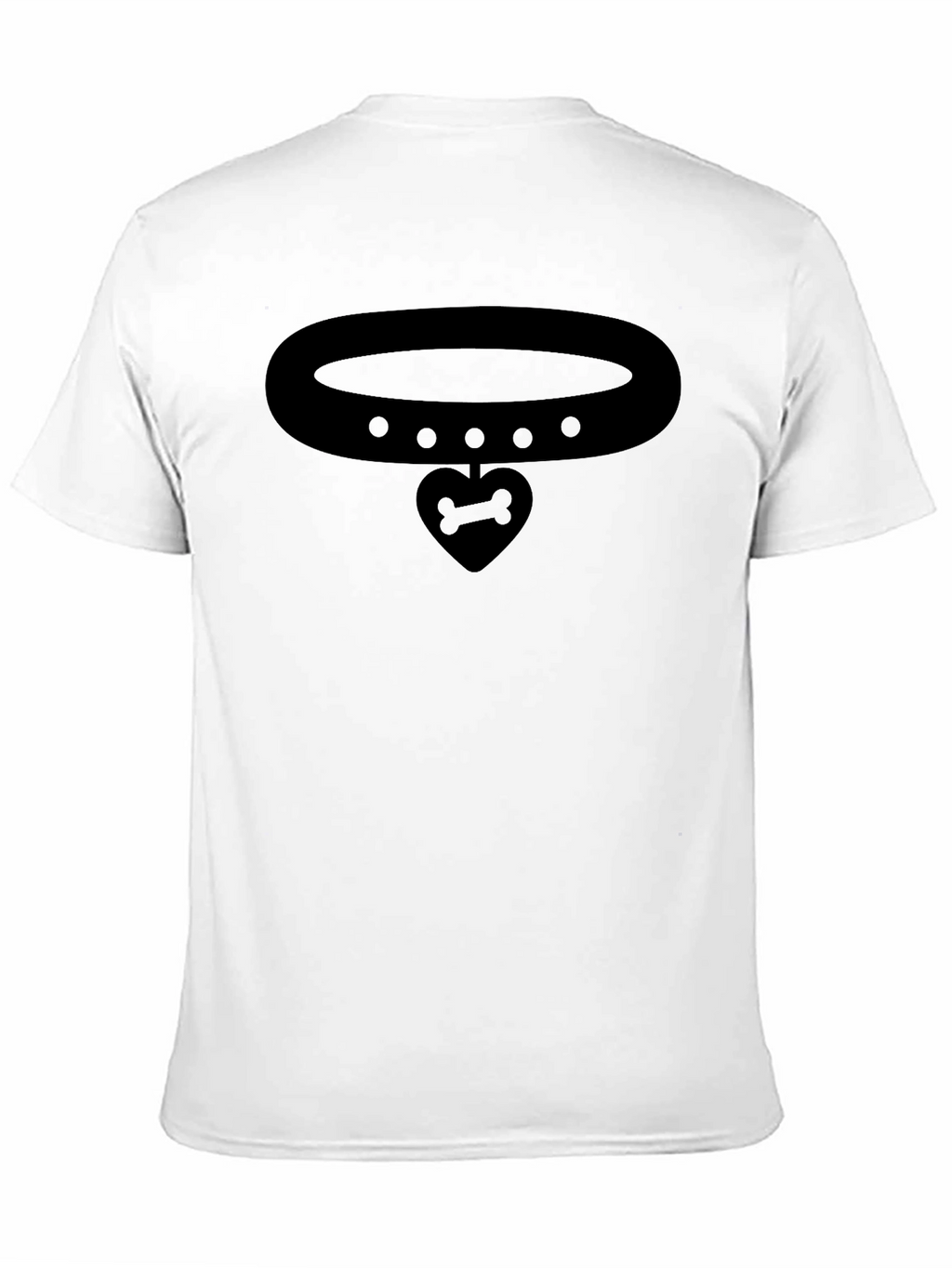 Bone Heart Pendant Collar Graphic Black T-Shirt
