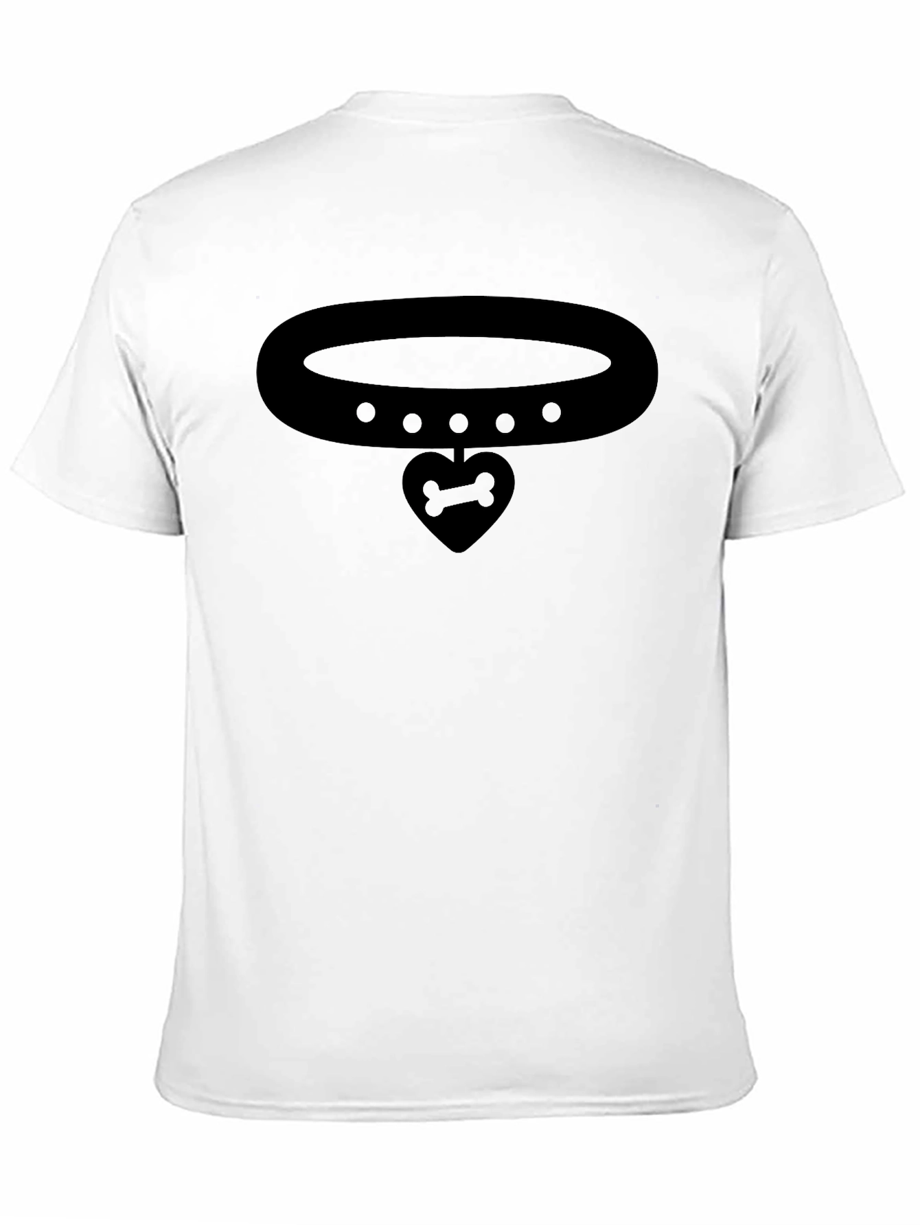 Bone Heart Pendant Collar Graphic Black T-Shirt
