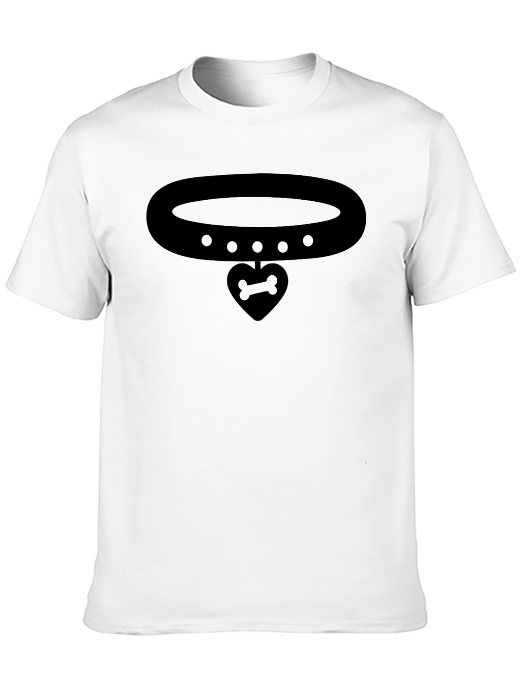 Bone Heart Pendant Collar Graphic Black T-Shirt
