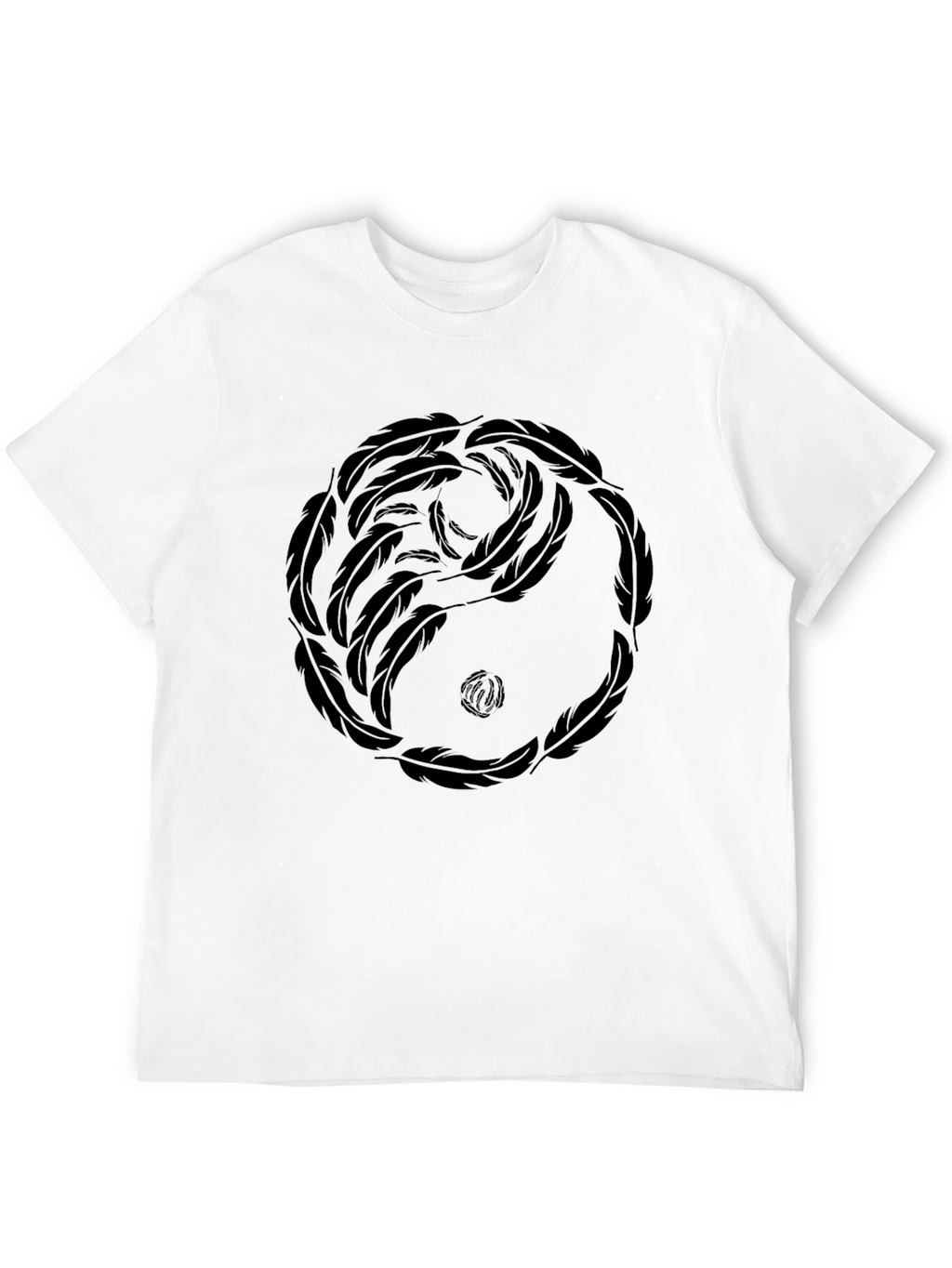 Yin Yang Feather Graphic Tee - Casual Comfort