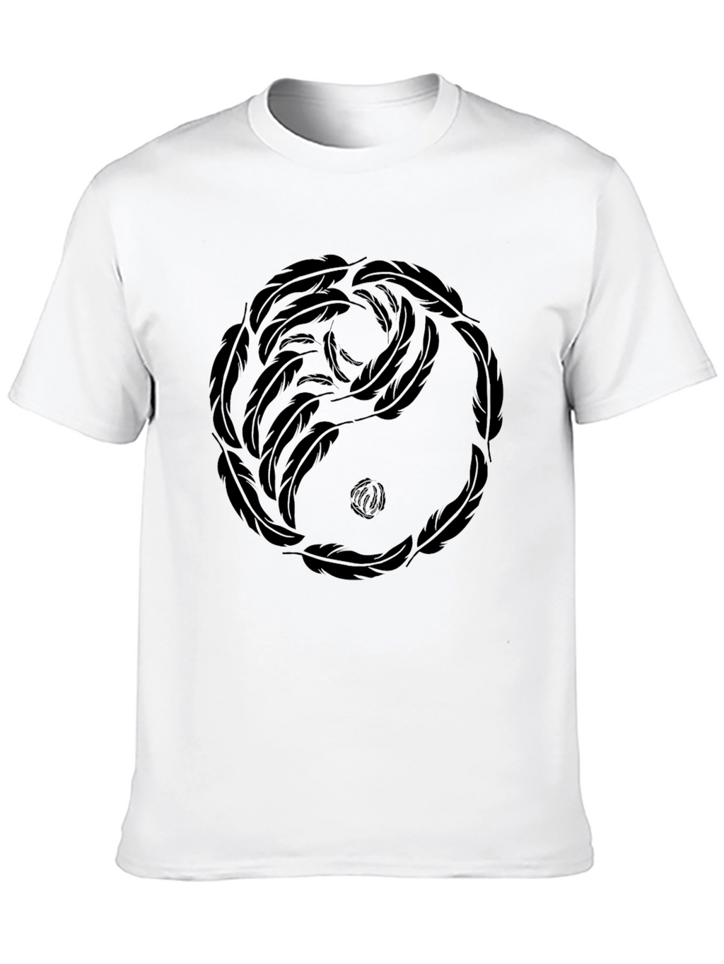 Yin Yang Feather Graphic Tee - Casual Comfort