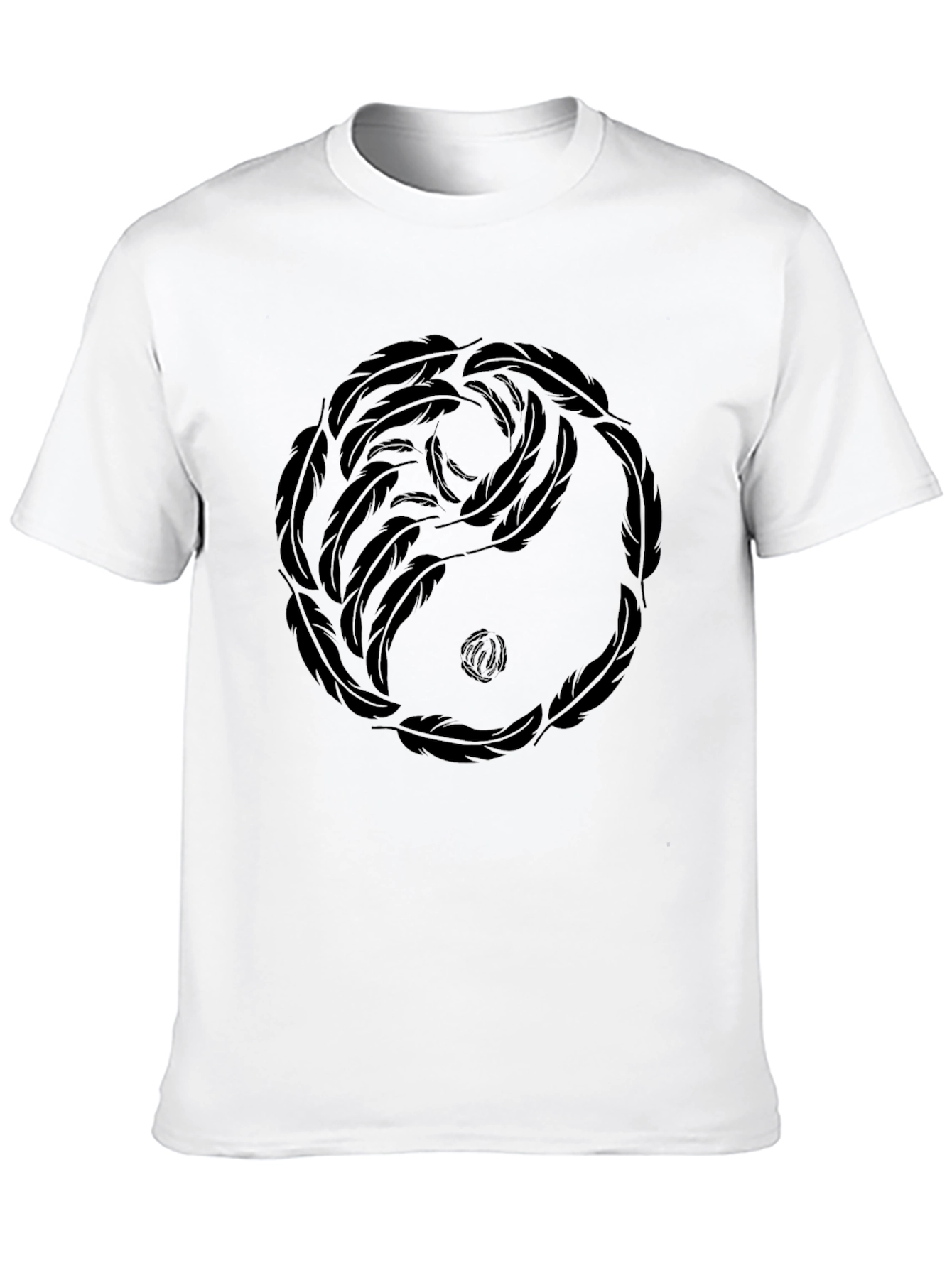 Yin Yang Feather Graphic Tee - Casual Comfort