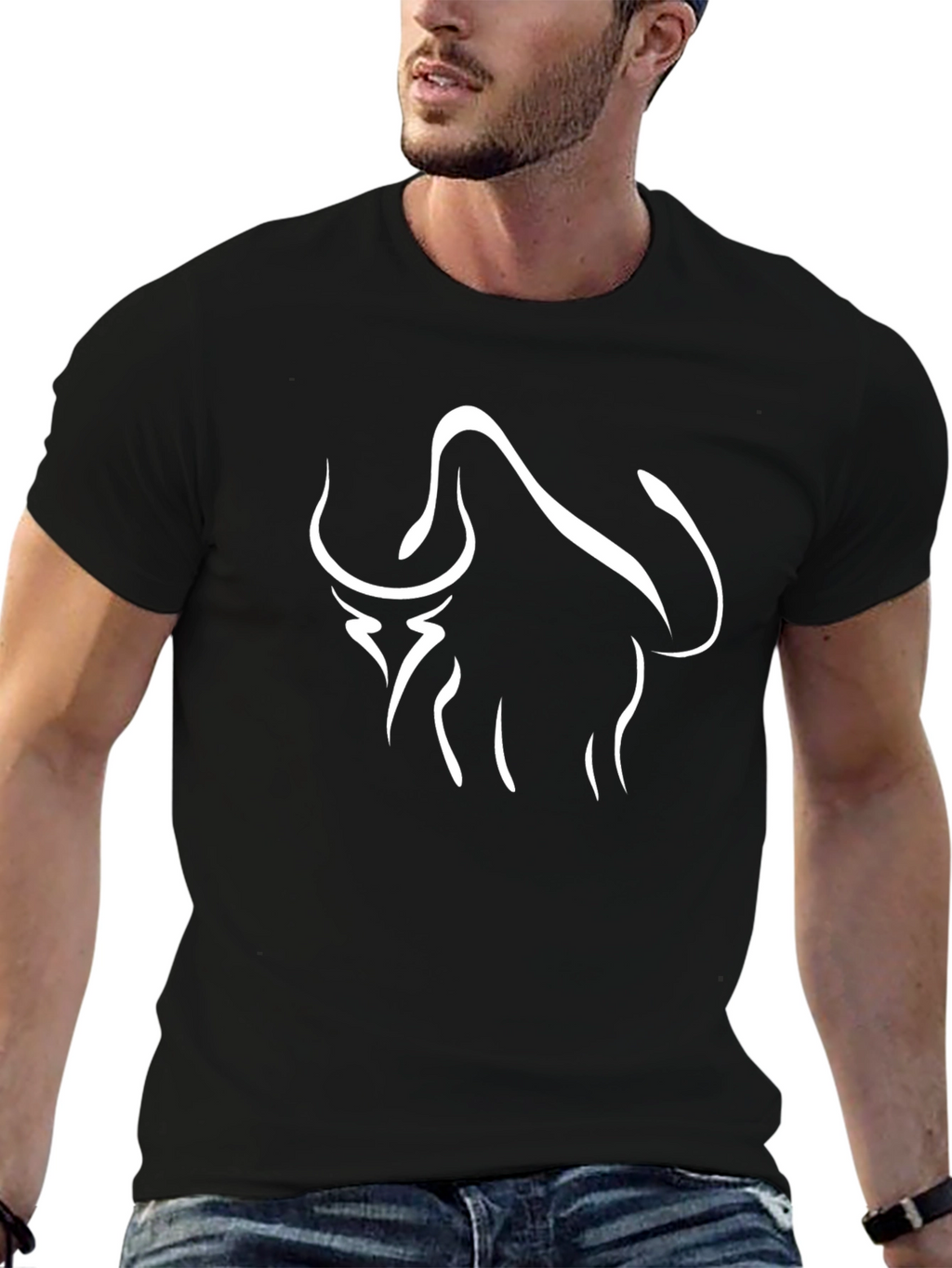 Bull Graphic Tee - Modern Black T-Shirt