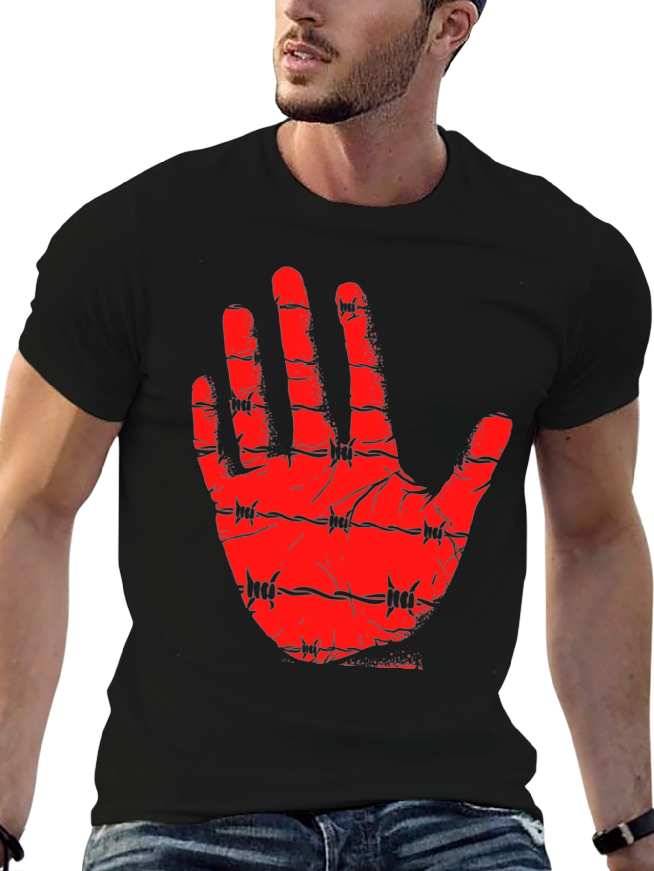 Barbed Hand Graphic Tee - Edgy Statement Shirt