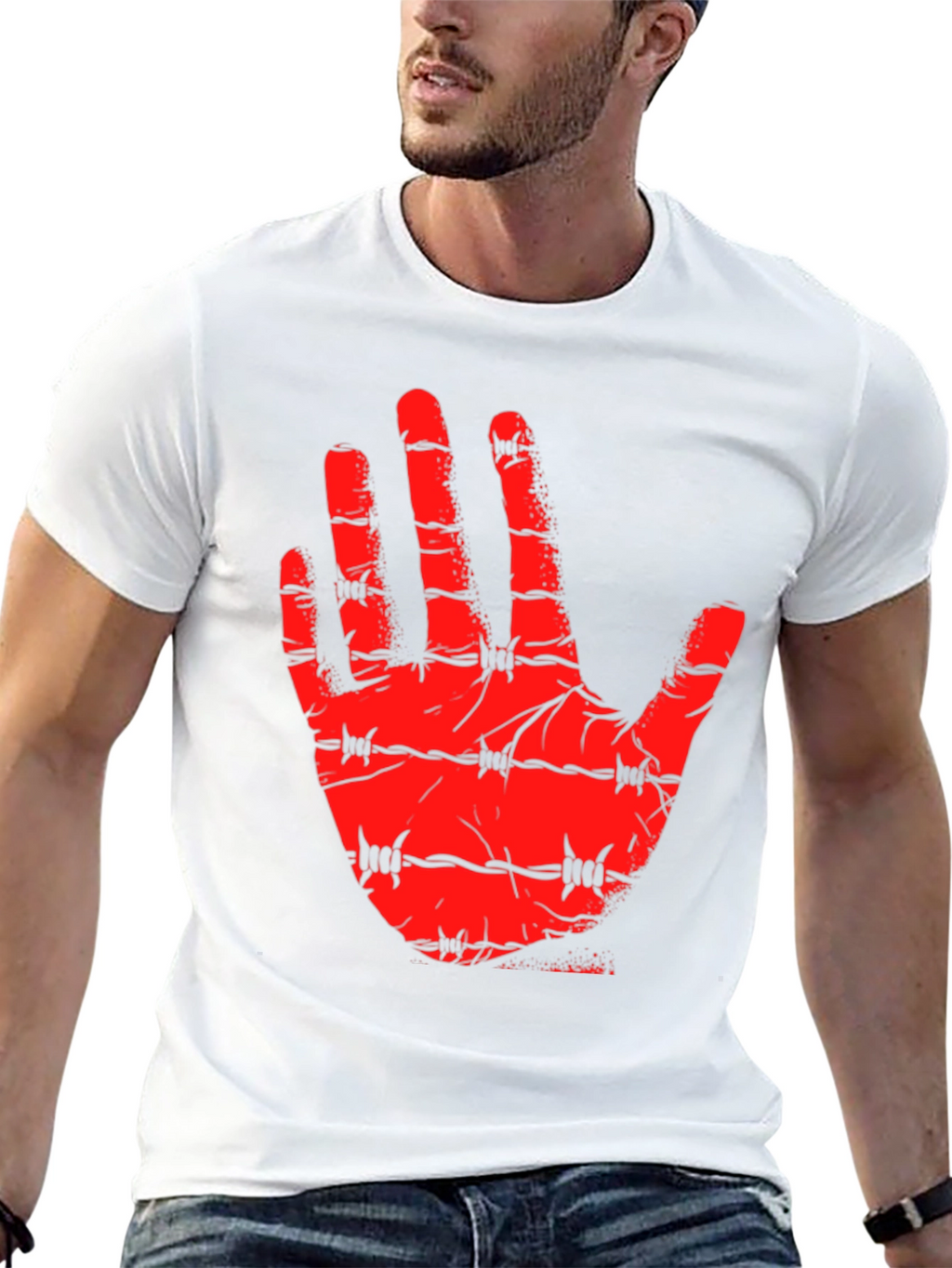 Barbed Hand Graphic Tee - Edgy Statement Shirt