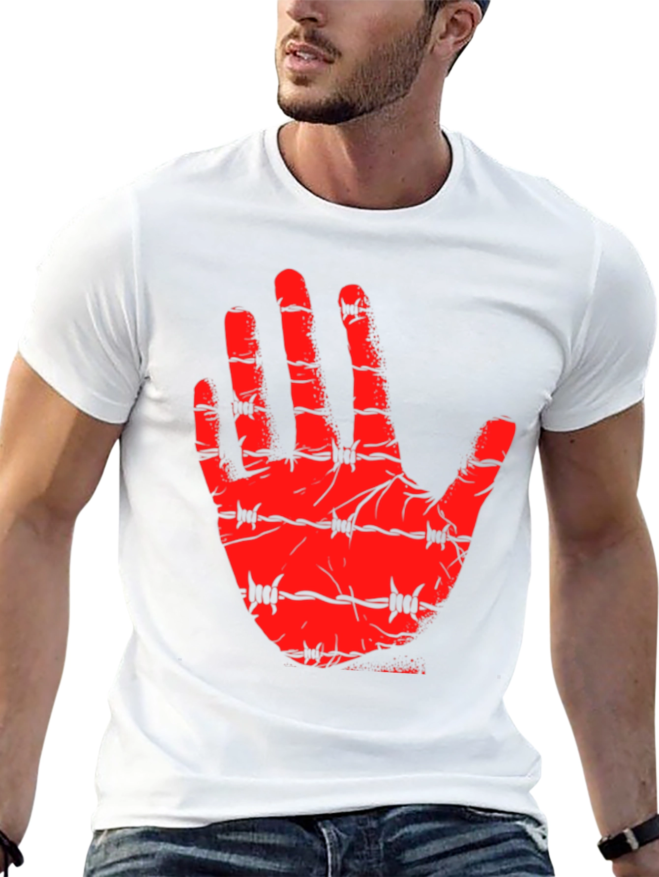 Barbed Hand Graphic Tee - Edgy Statement Shirt