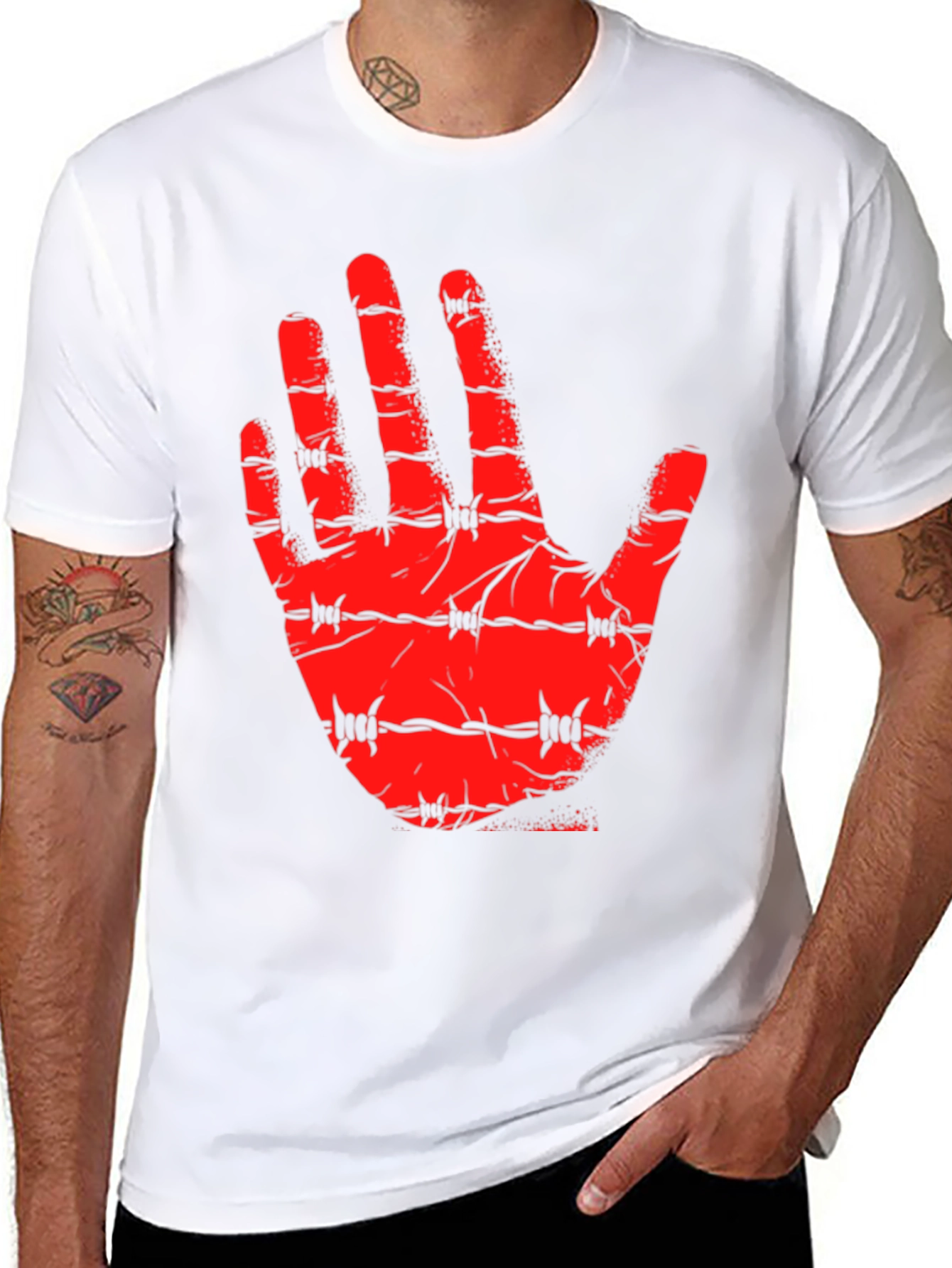 Barbed Hand Graphic Tee - Edgy Statement Shirt