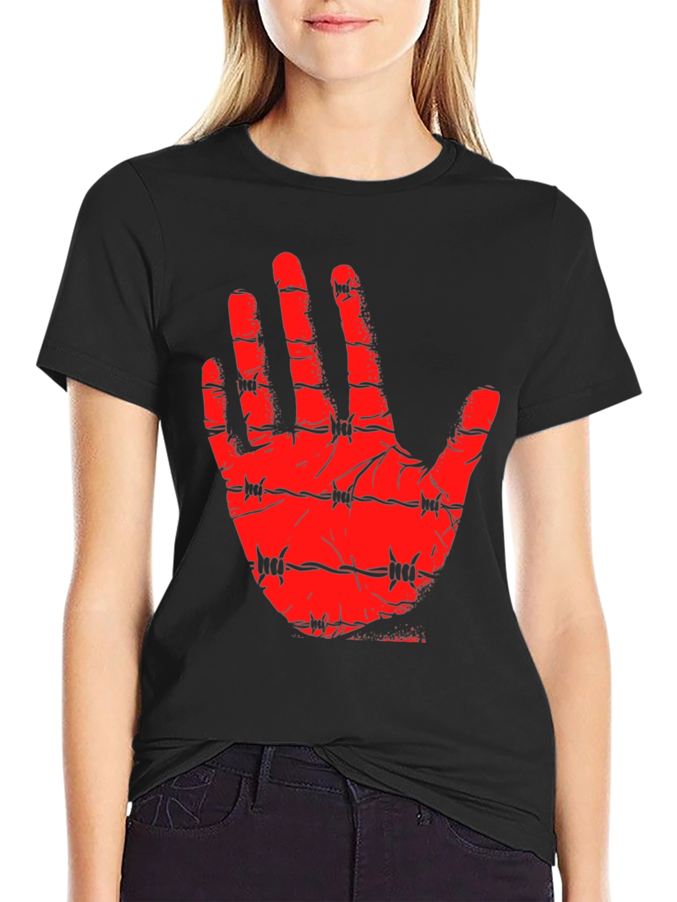 Barbed Hand Graphic Tee - Edgy Statement Shirt