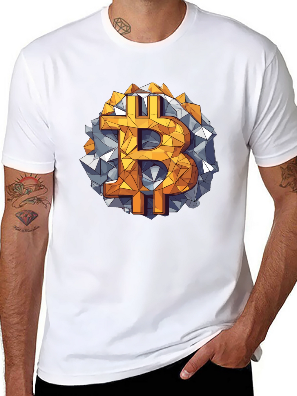 Bitcoin Geometric Graphic Tee - Crypto Style