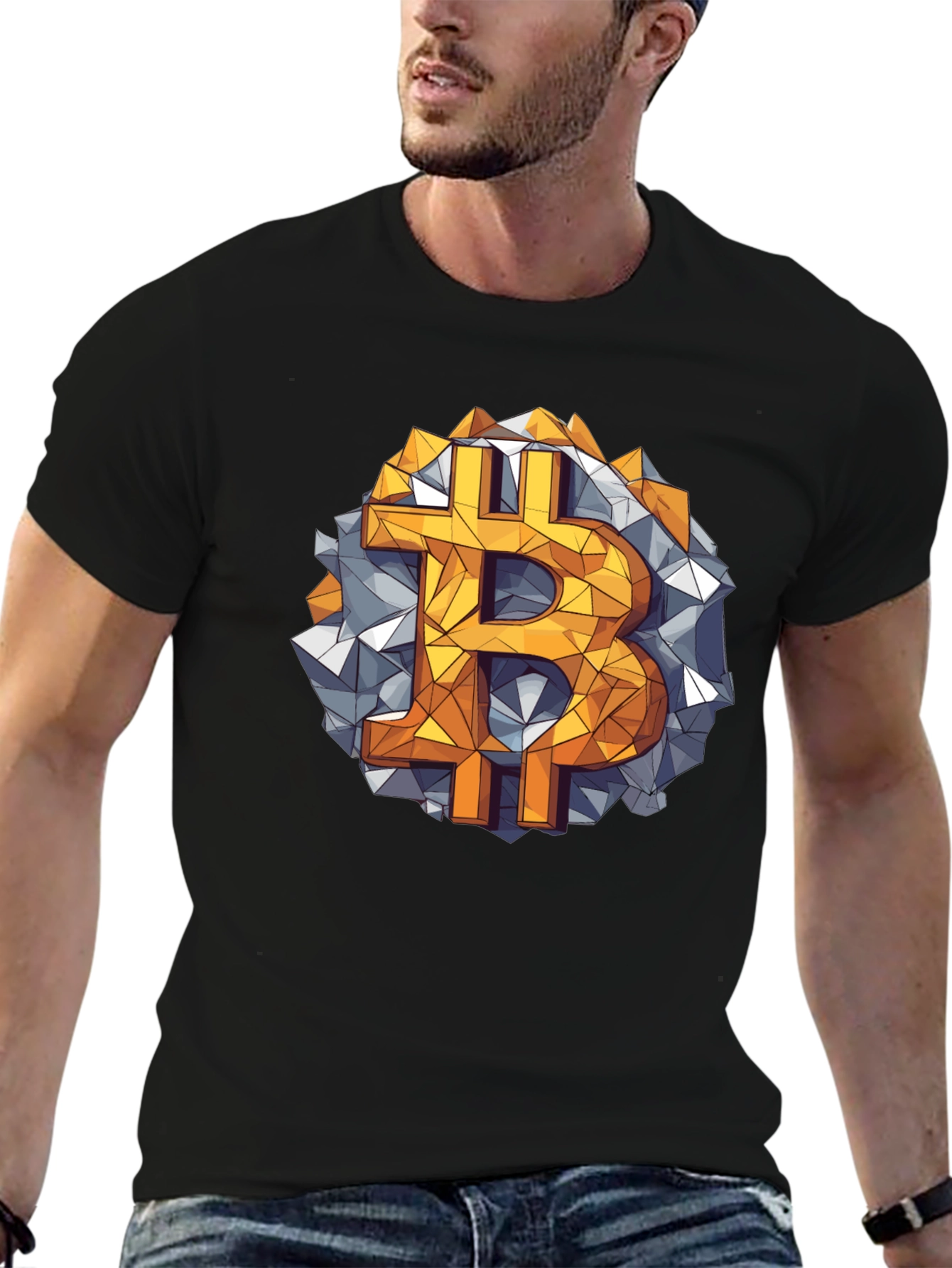 Bitcoin Geometric Graphic Tee - Crypto Style