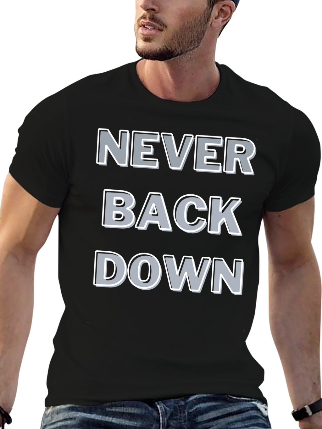 Never Back Down Graphic Tee - Bold Statement T-Shirt