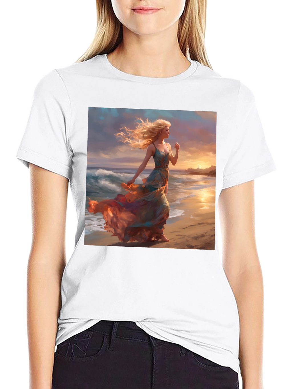 Sunset Beach Woman Graphic Tee