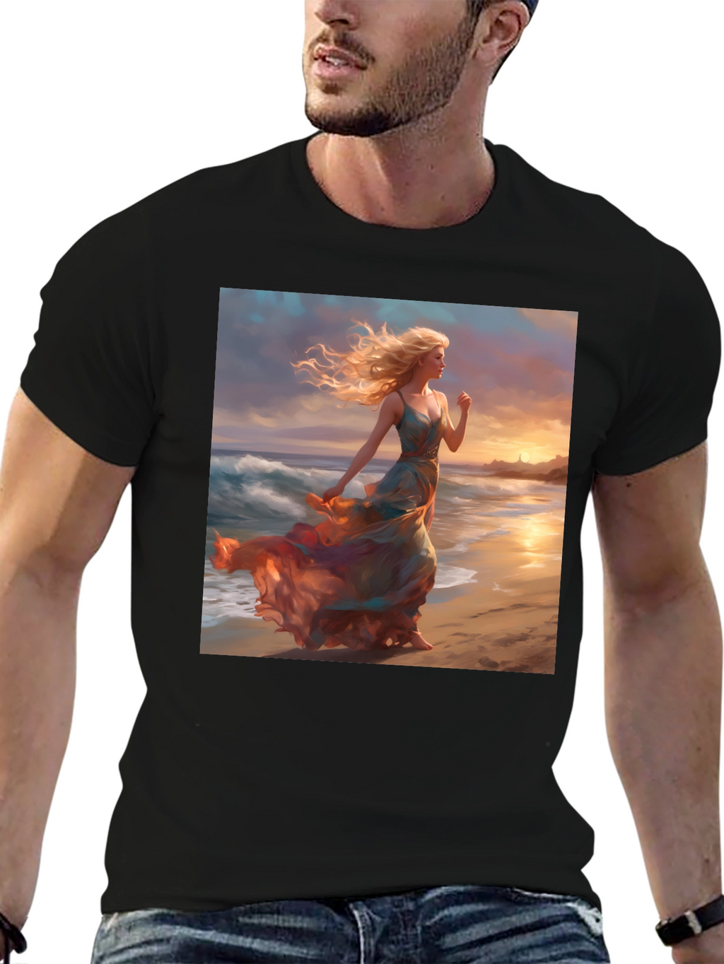 Sunset Beach Woman Graphic Tee