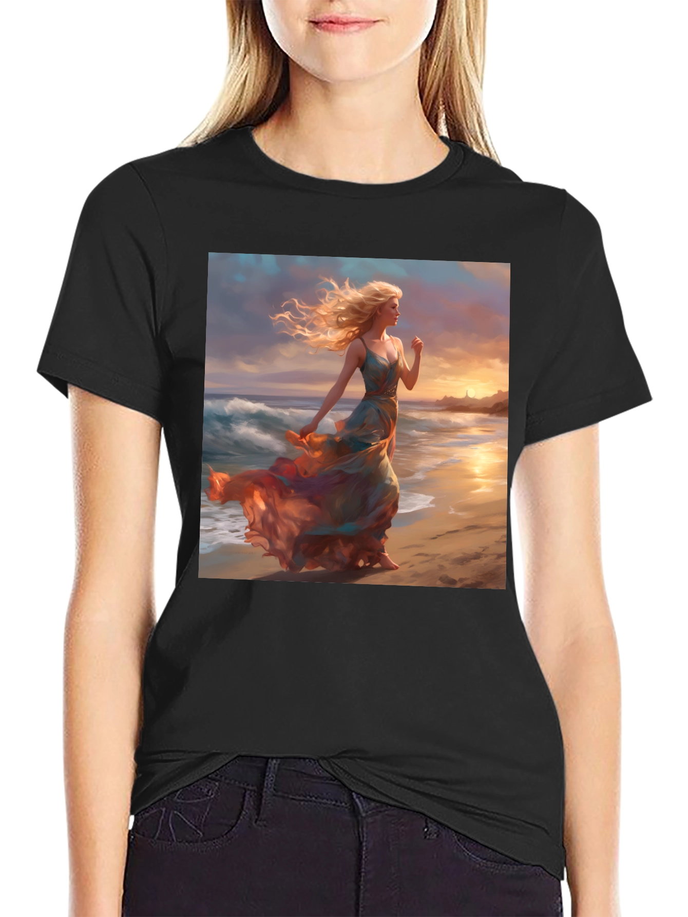 Sunset Beach Woman Graphic Tee