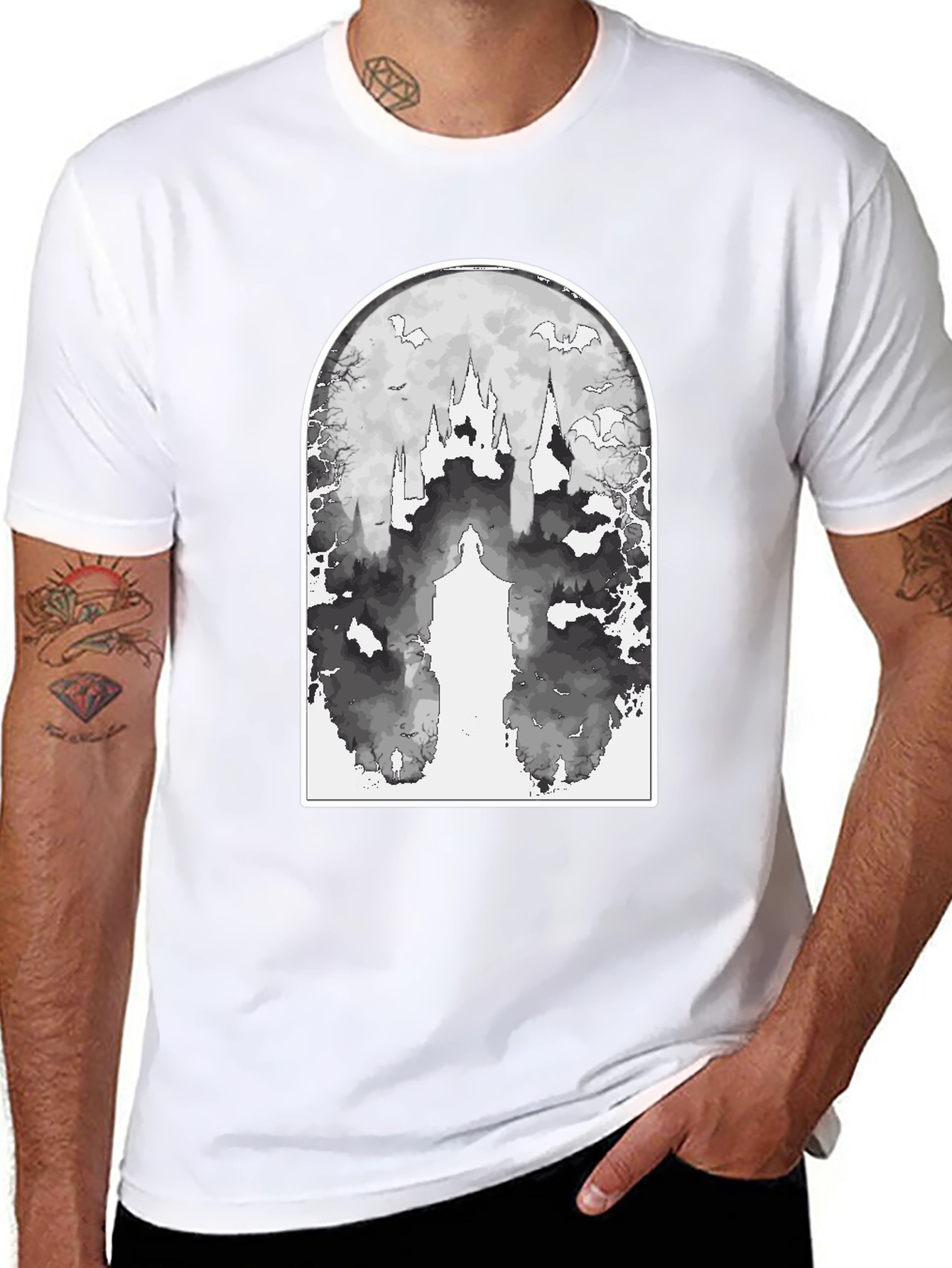 Eerie Castle Graphic Tee - Black