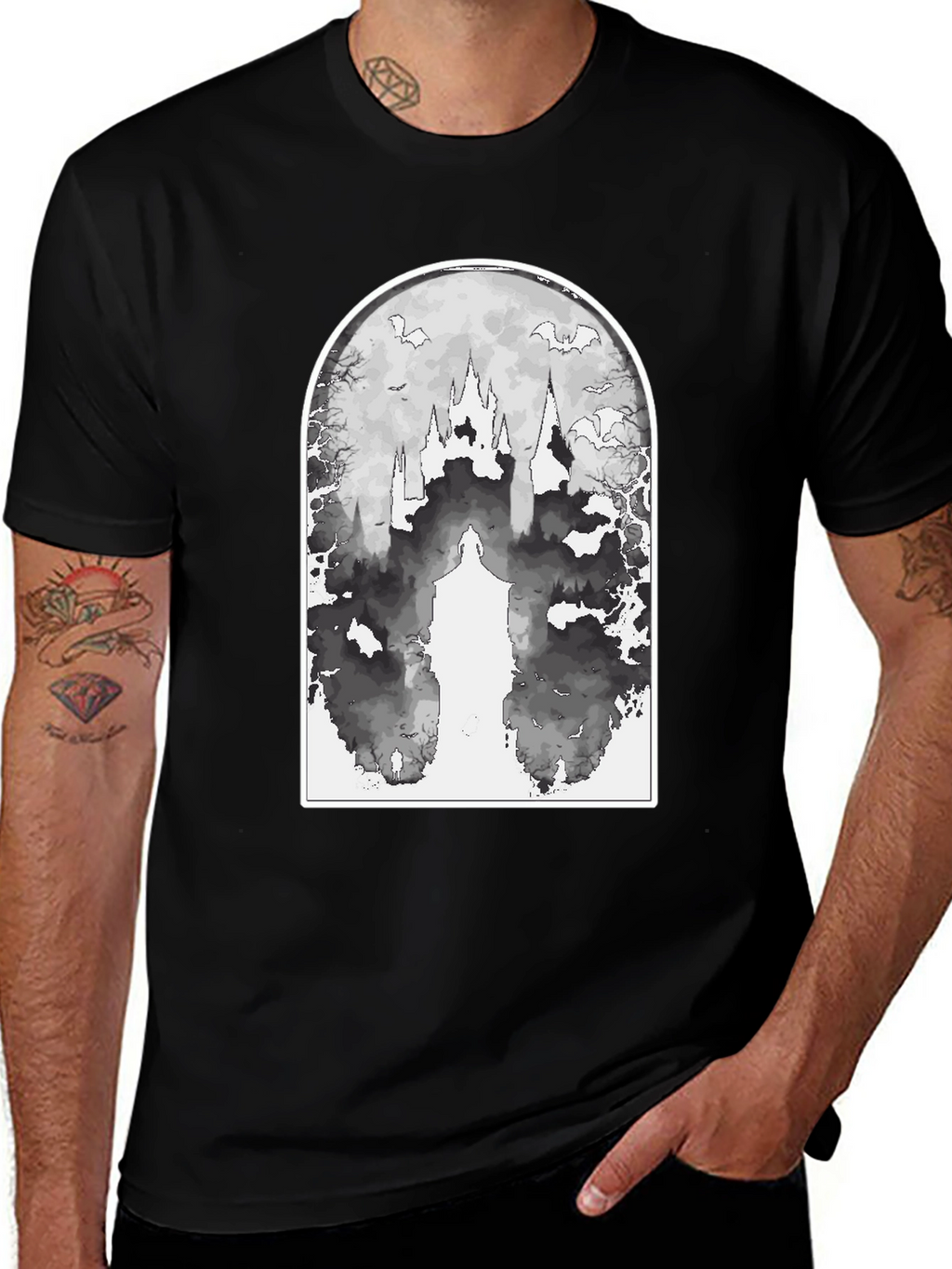 Eerie Castle Graphic Tee - Black