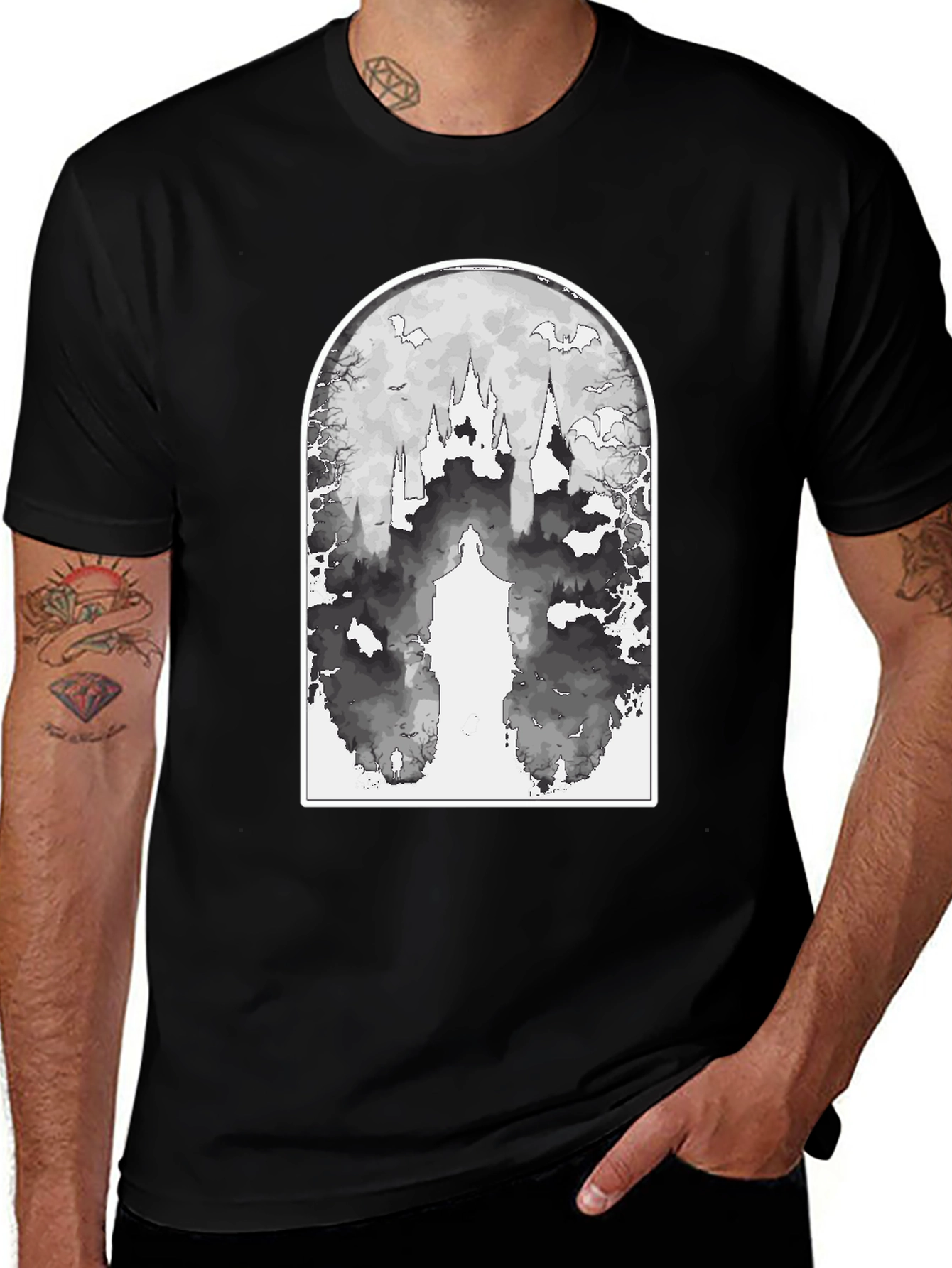 Eerie Castle Graphic Tee - Black