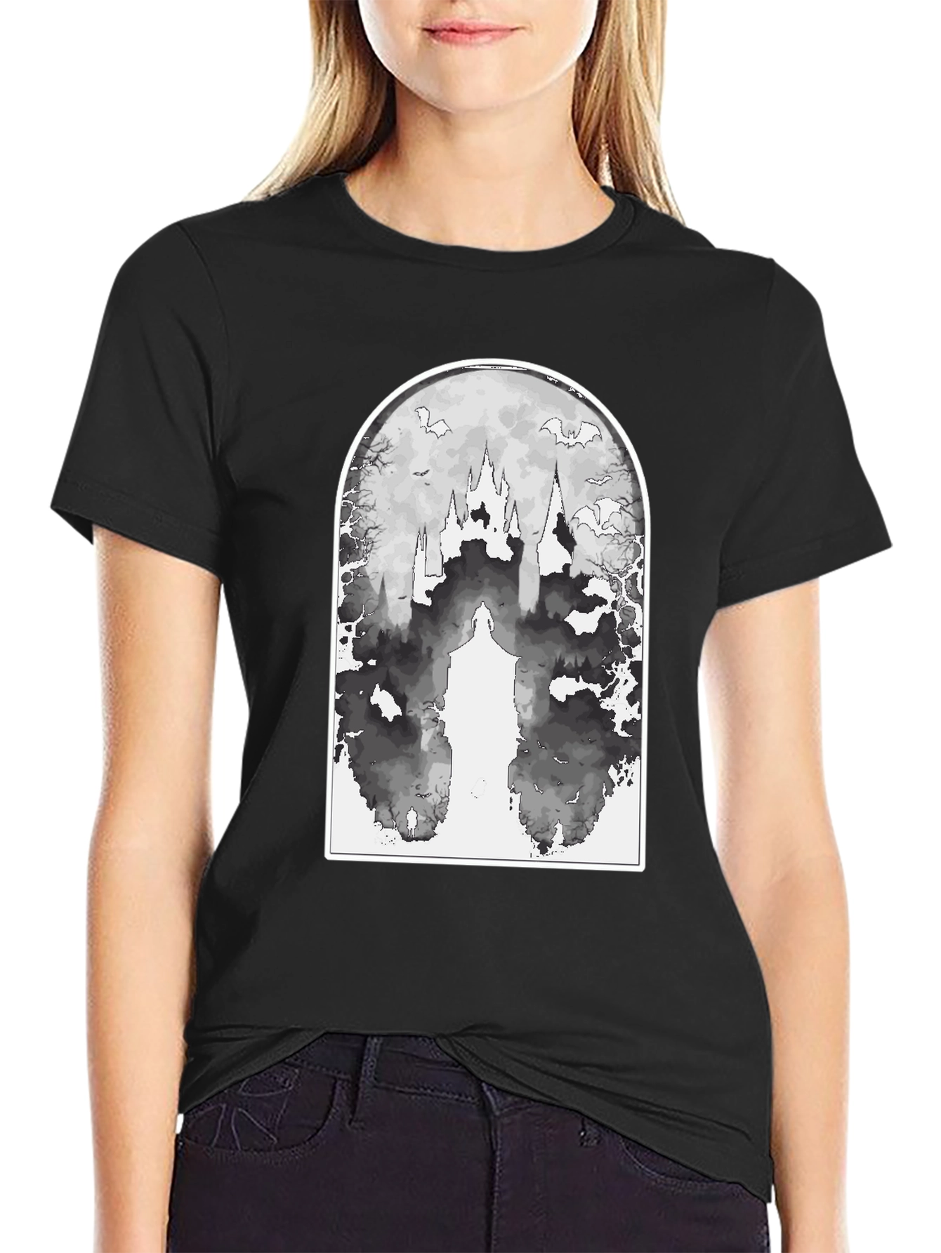 Eerie Castle Graphic Tee - Black