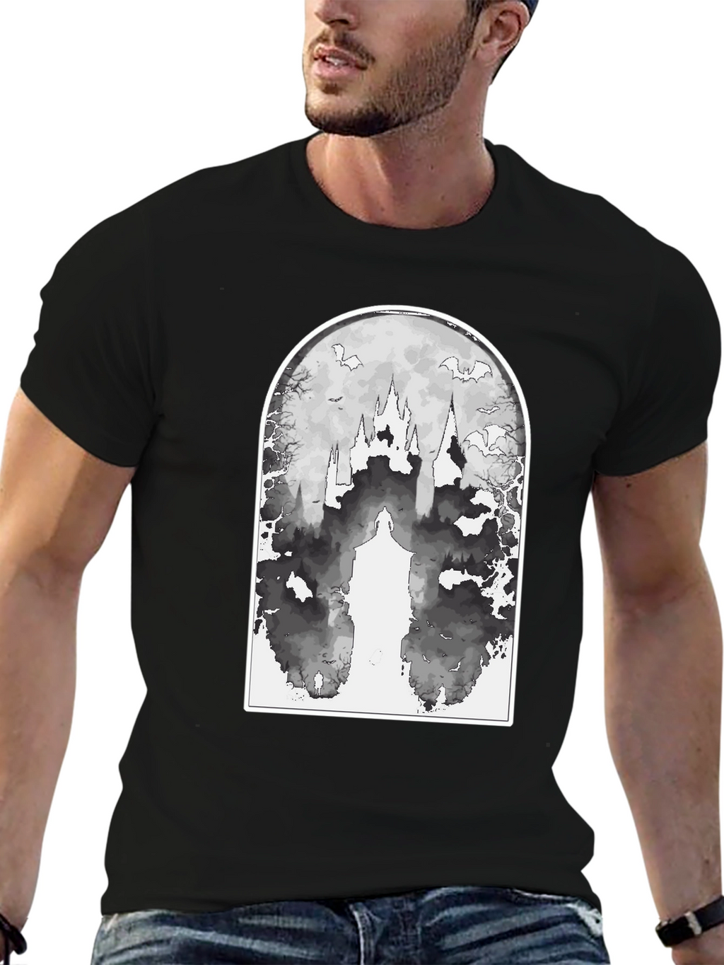 Eerie Castle Graphic Tee - Black