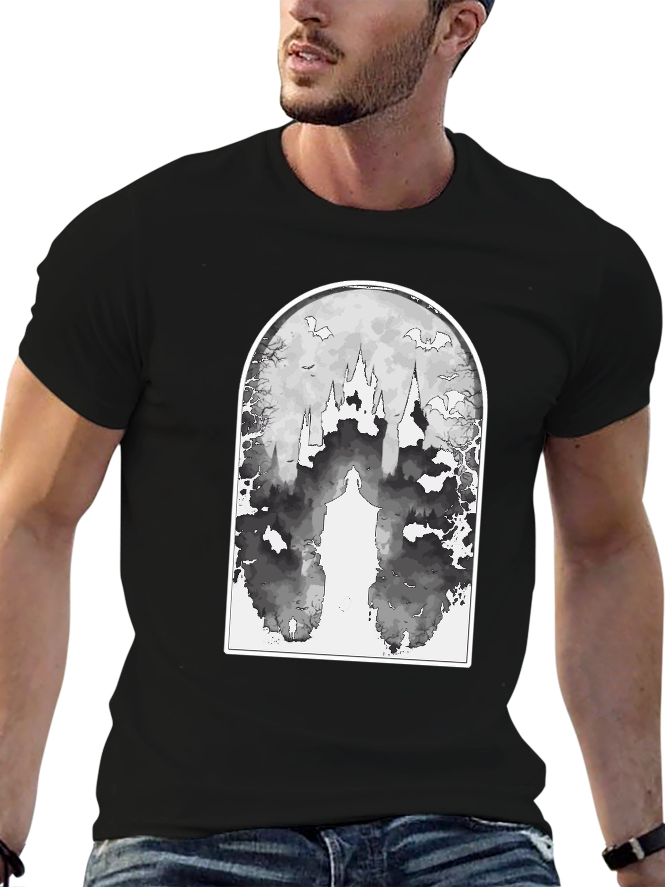 Eerie Castle Graphic Tee - Black
