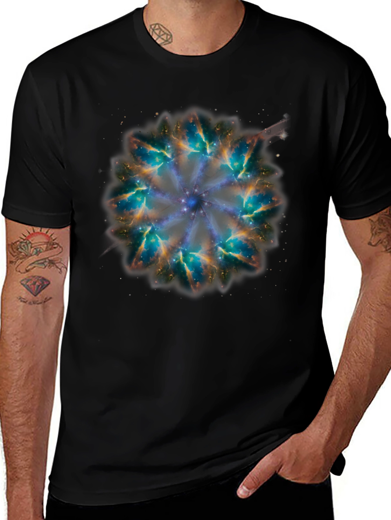 Nebula Mandala Graphic Tee - Cosmic Style