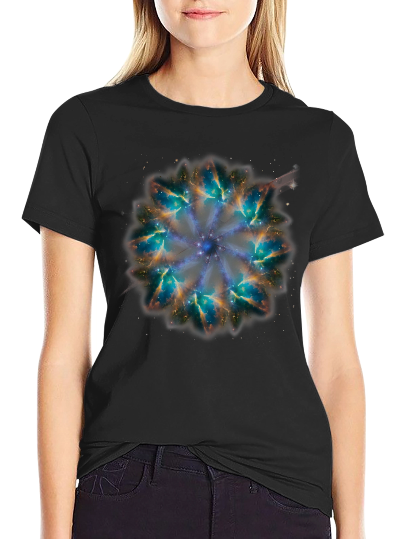 Nebula Mandala Graphic Tee - Cosmic Style