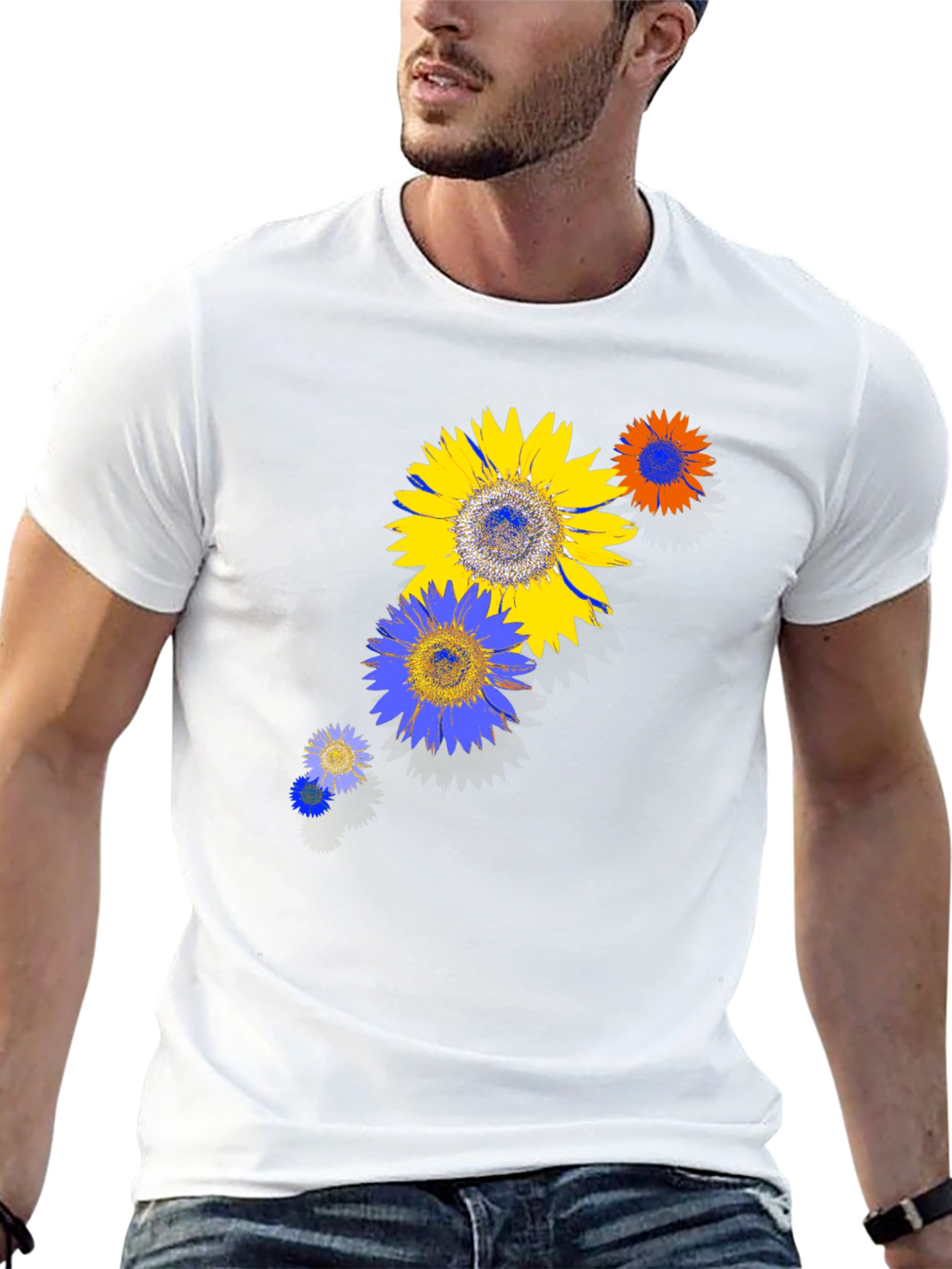 Sunflower Graphic Print Black T-Shirt