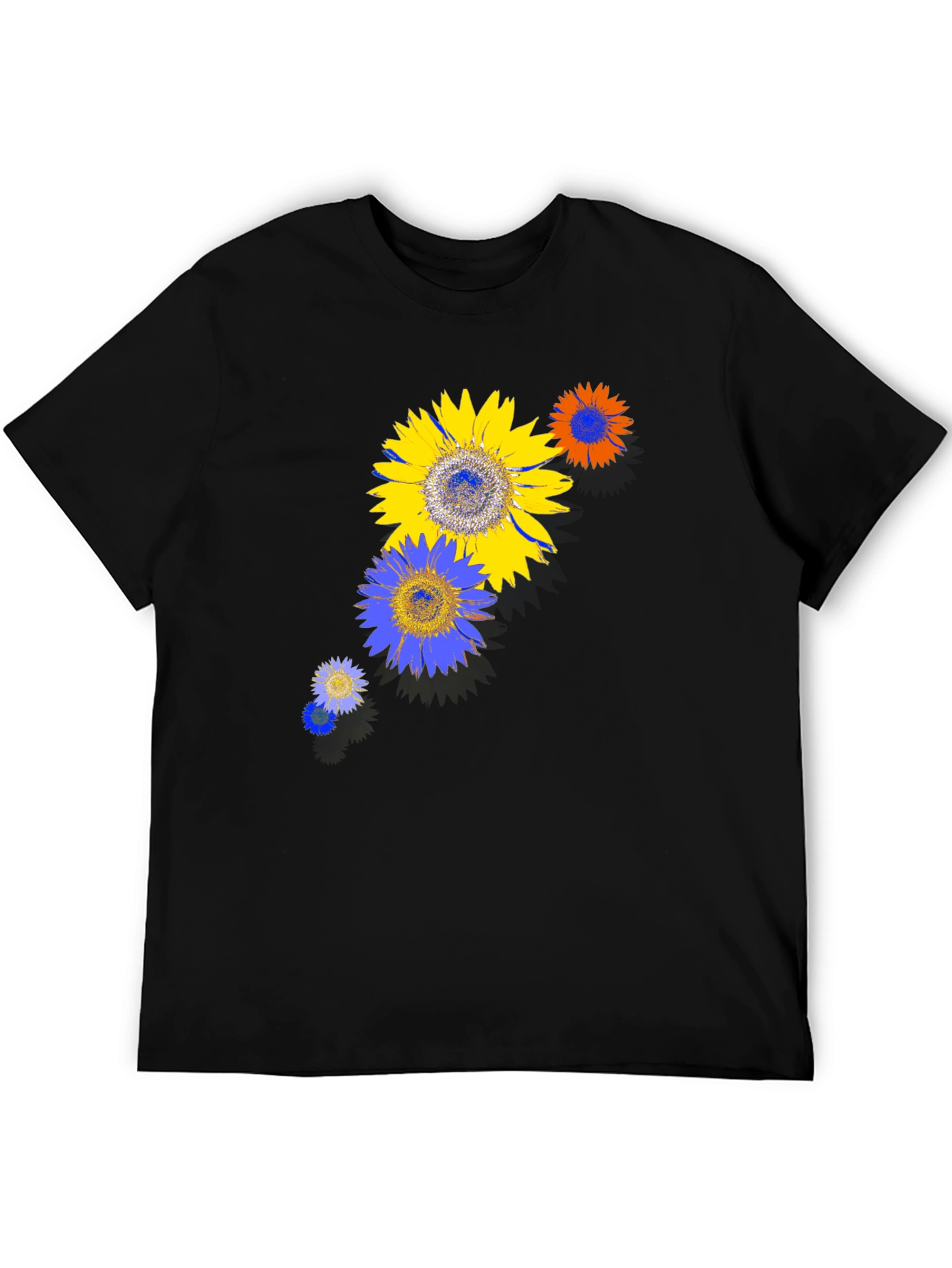 Sunflower Graphic Print Black T-Shirt