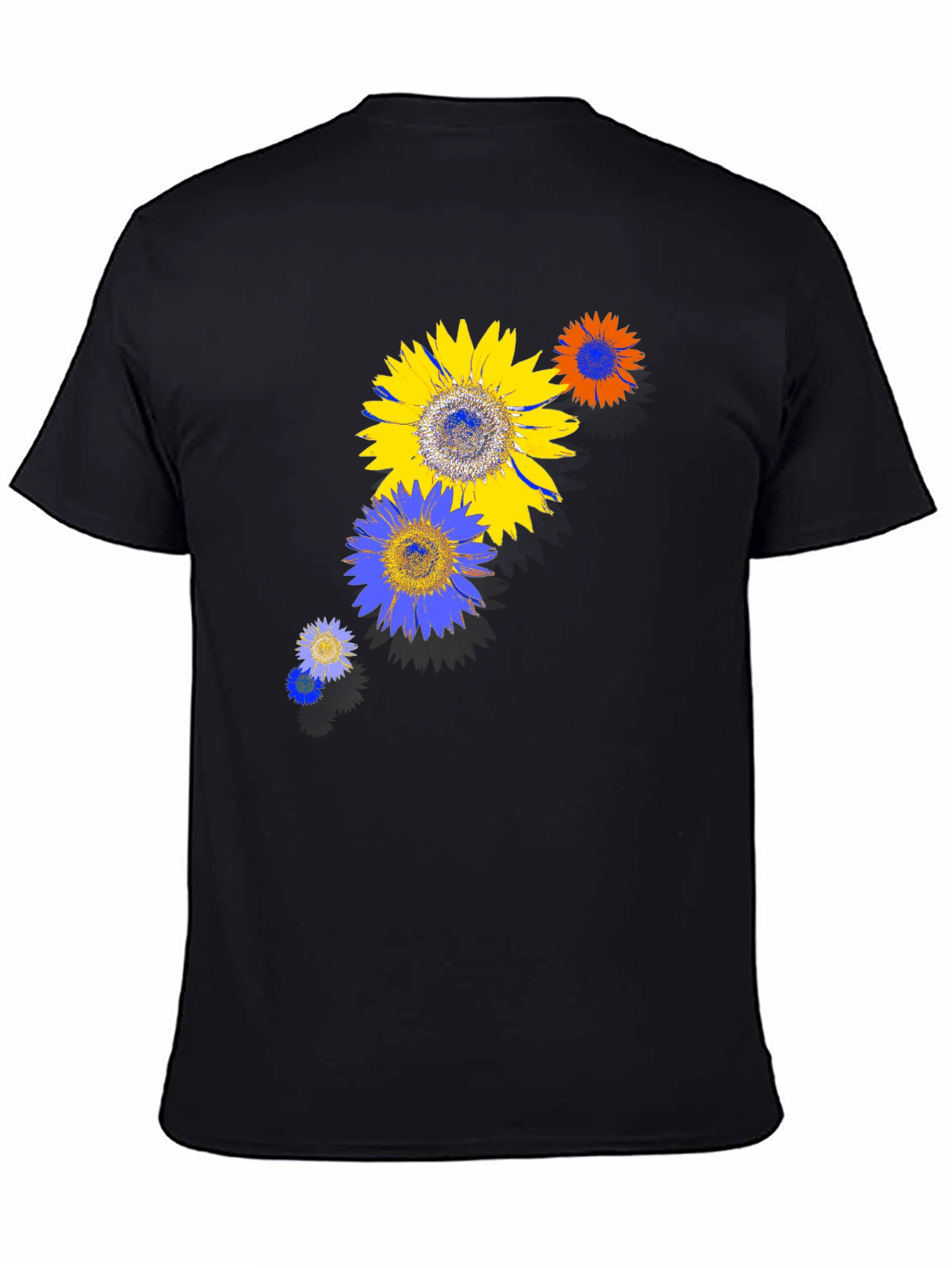 Sunflower Graphic Print Black T-Shirt