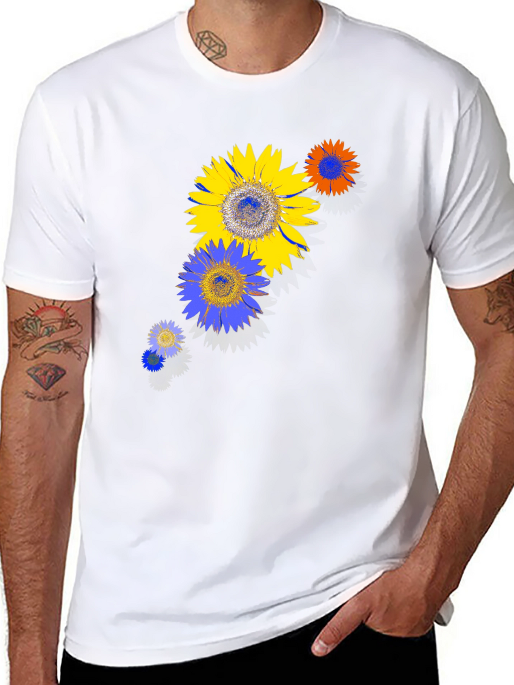 Sunflower Graphic Print Black T-Shirt