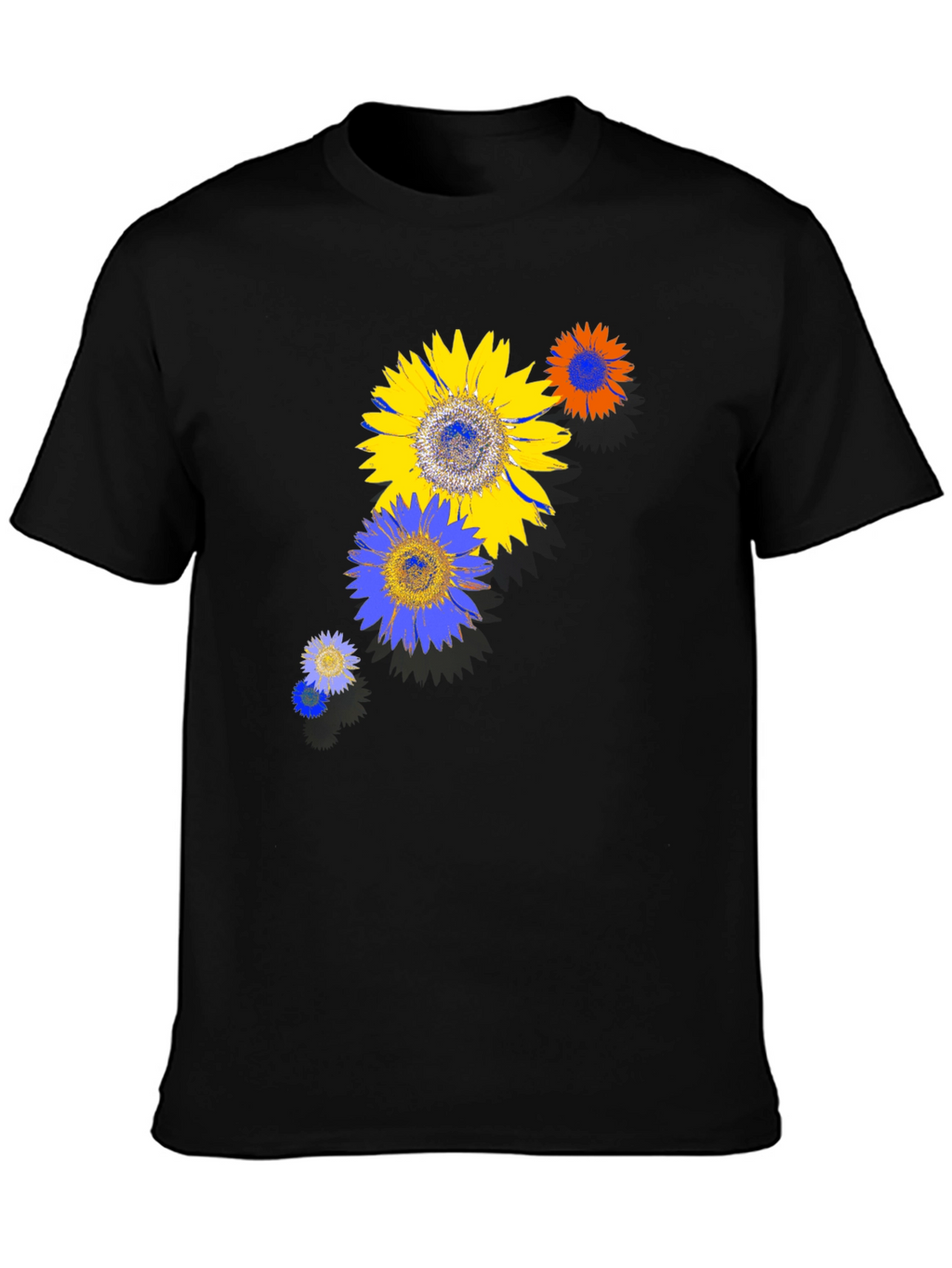 Sunflower Graphic Print Black T-Shirt