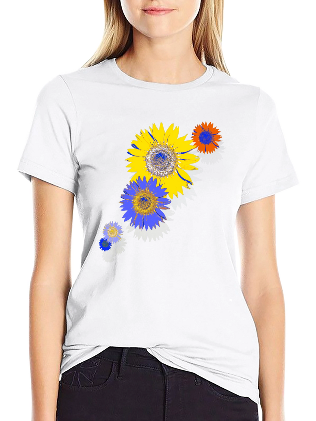 Sunflower Graphic Print Black T-Shirt