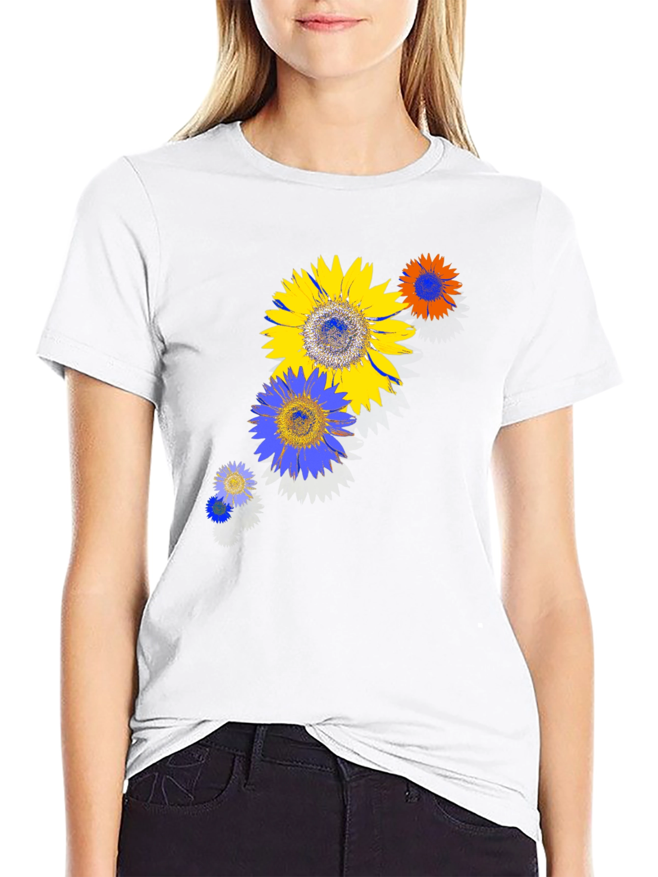 Sunflower Graphic Print Black T-Shirt