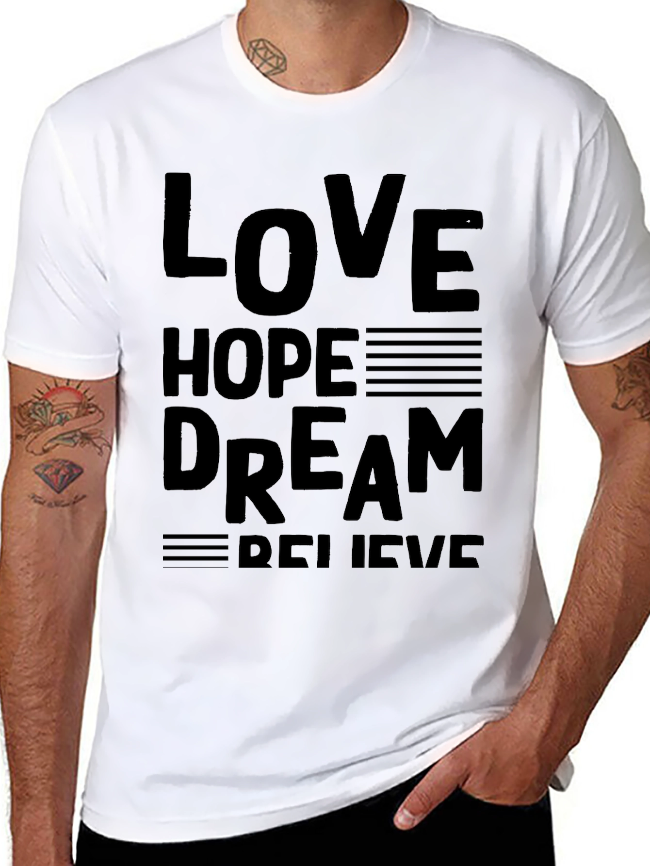 Love Hope Dream Believe Black Graphic T-Shirt