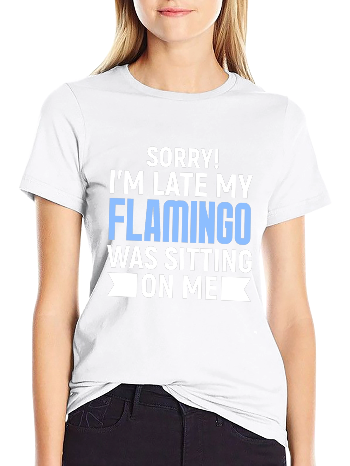 Funny Flamingo T-Shirt - Sorry Im Late Novelty Tee
