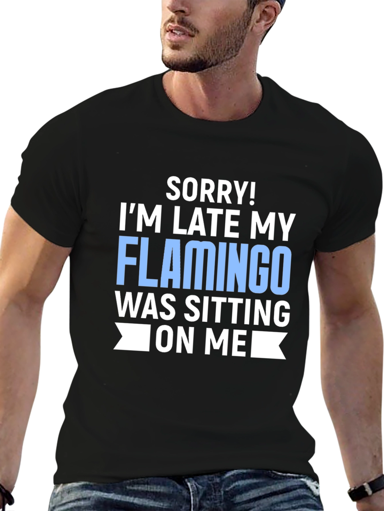 Funny Flamingo T-Shirt - Sorry Im Late Novelty Tee