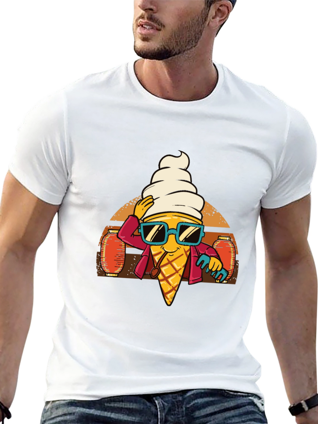 Cool Ice Cream Cone Graphic Tee - Black