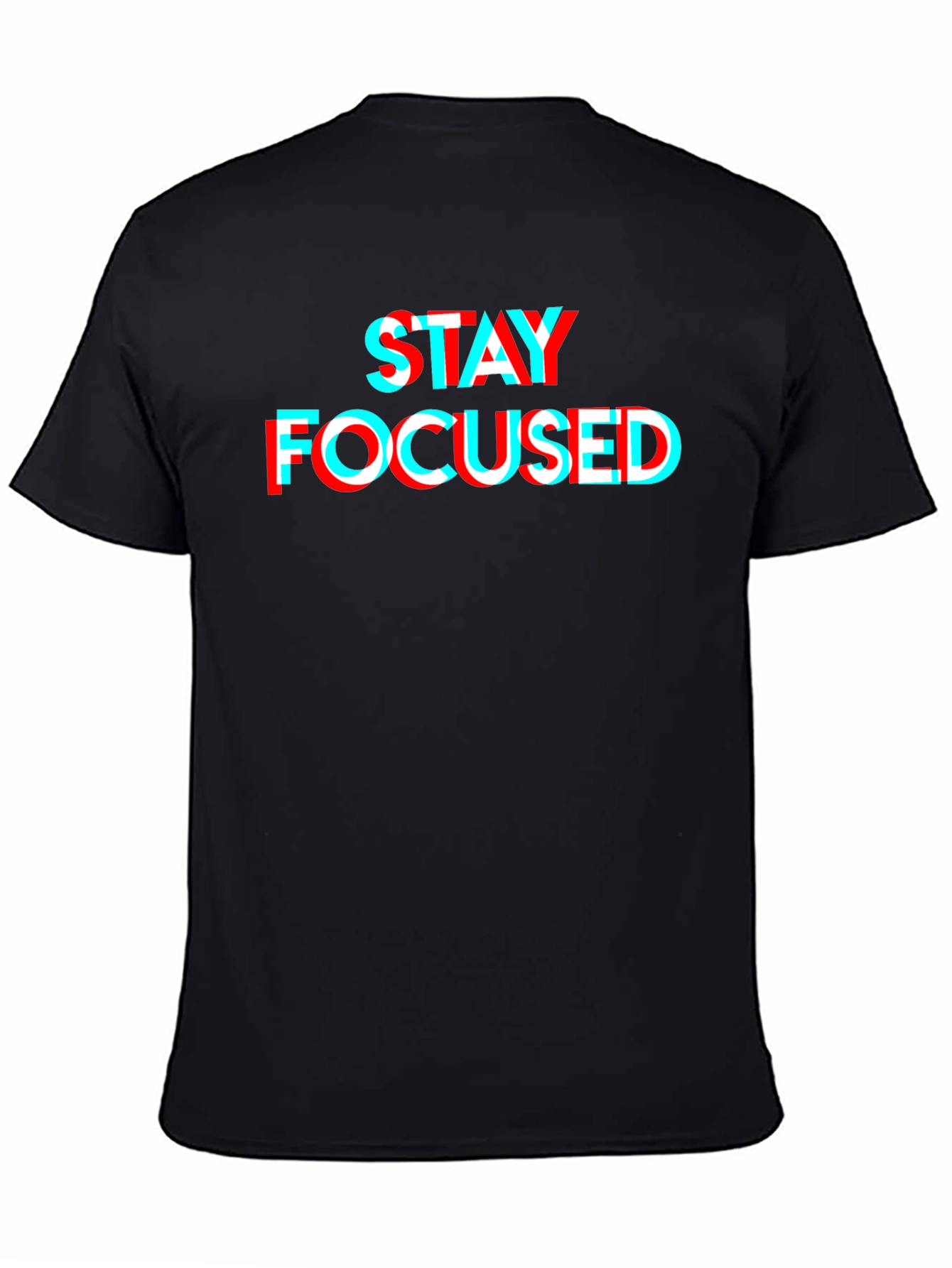 Stay Focused 3D Style Graphic Tee - Black