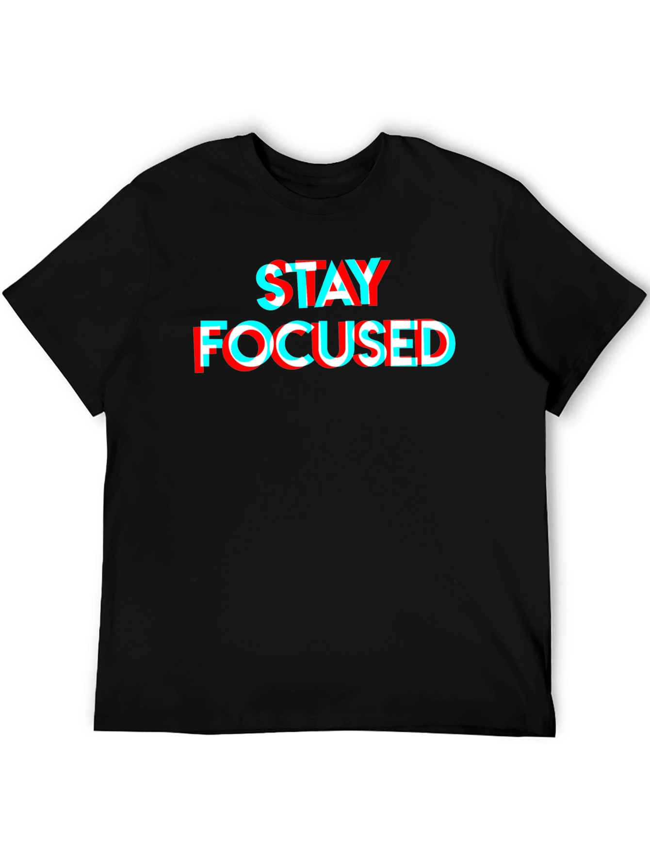 Stay Focused 3D Style Graphic Tee - Black