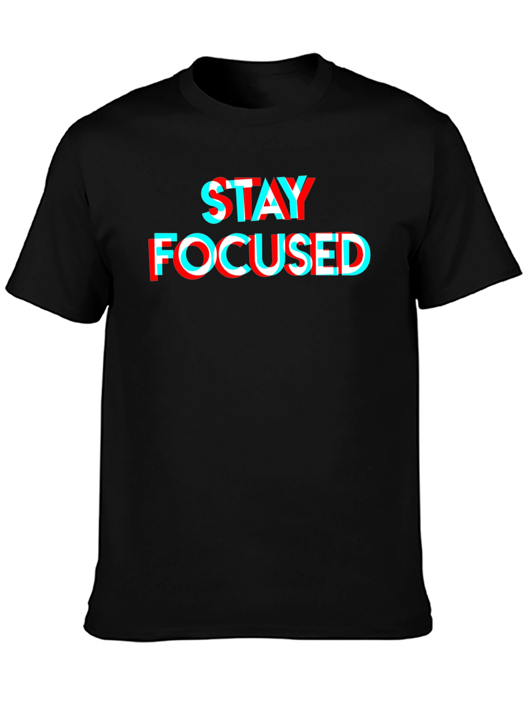 Stay Focused 3D Style Graphic Tee - Black