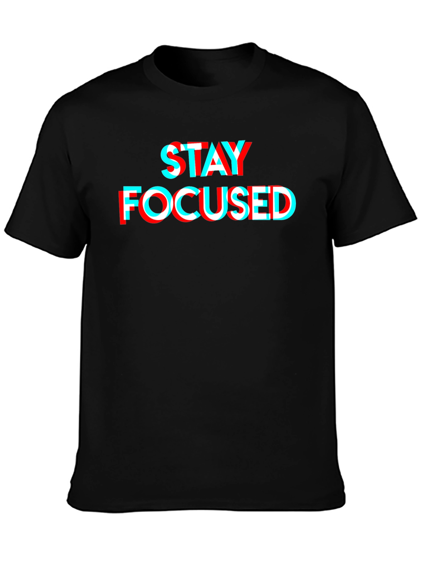 Stay Focused 3D Style Graphic Tee - Black