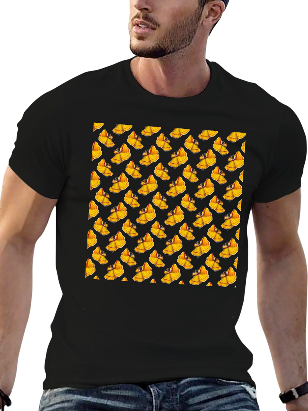 Novelty Mango Pattern Black T-Shirt