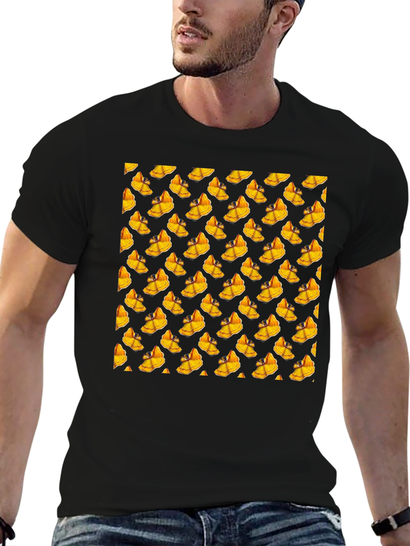 Novelty Mango Pattern Black T-Shirt