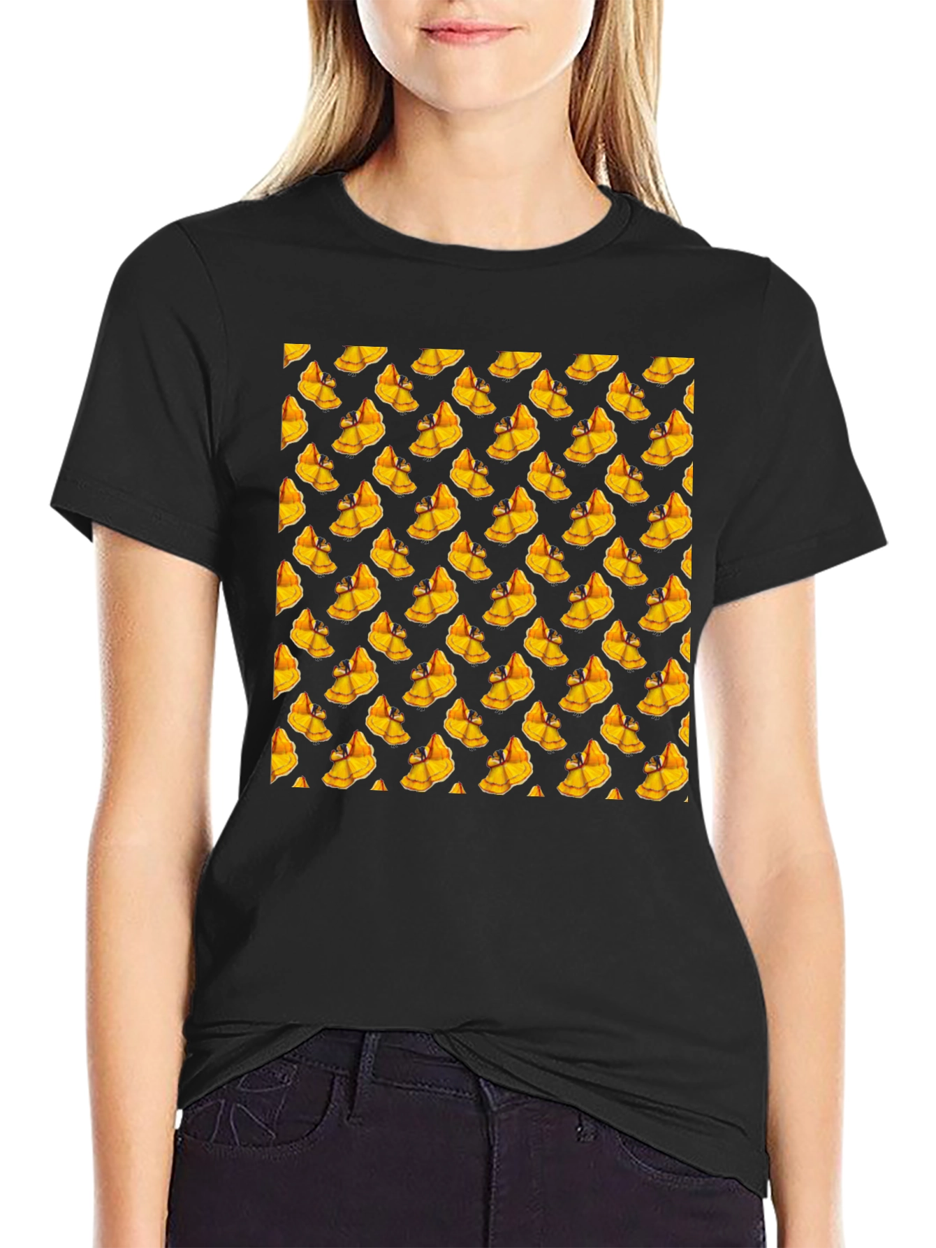 Novelty Mango Pattern Black T-Shirt